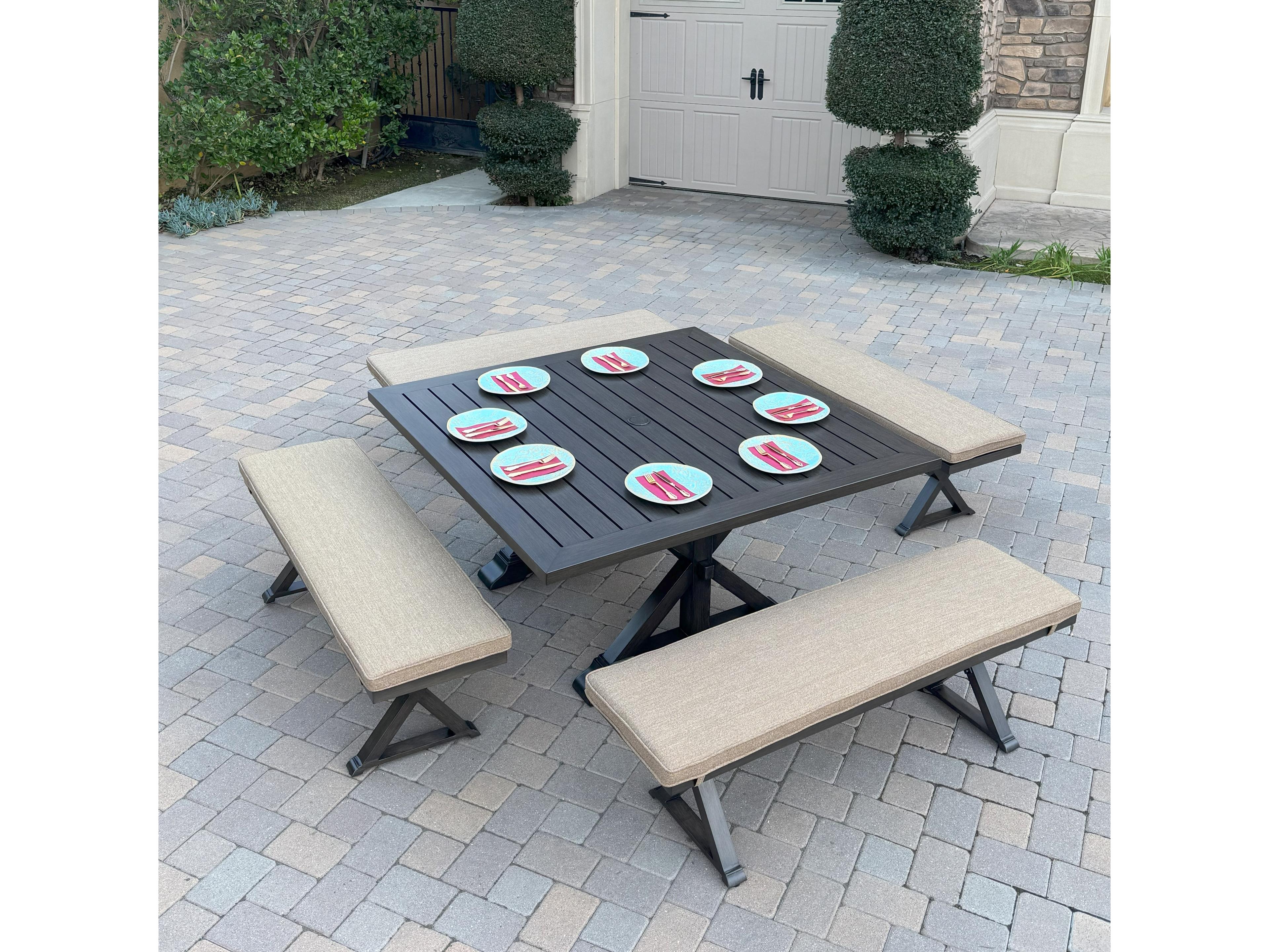 Darlee Outdoor Living Brooklyn Aluminum 5-Piece Patio Dining Set with 59" Square Dining Table