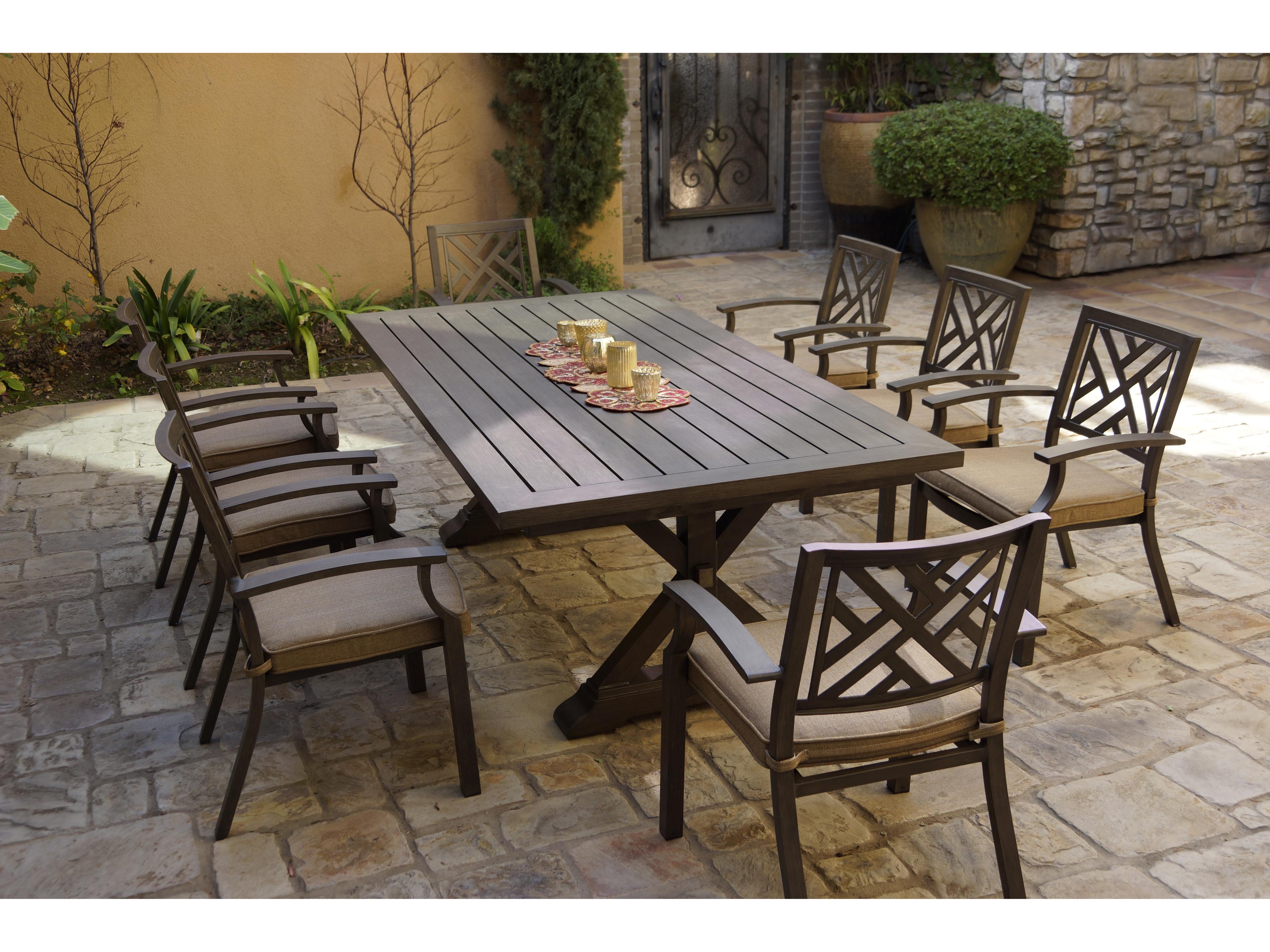 Darlee Outdoor Living Brooklyn Aluminum Multi-Brown 9 Piece Dining Set with Cushions