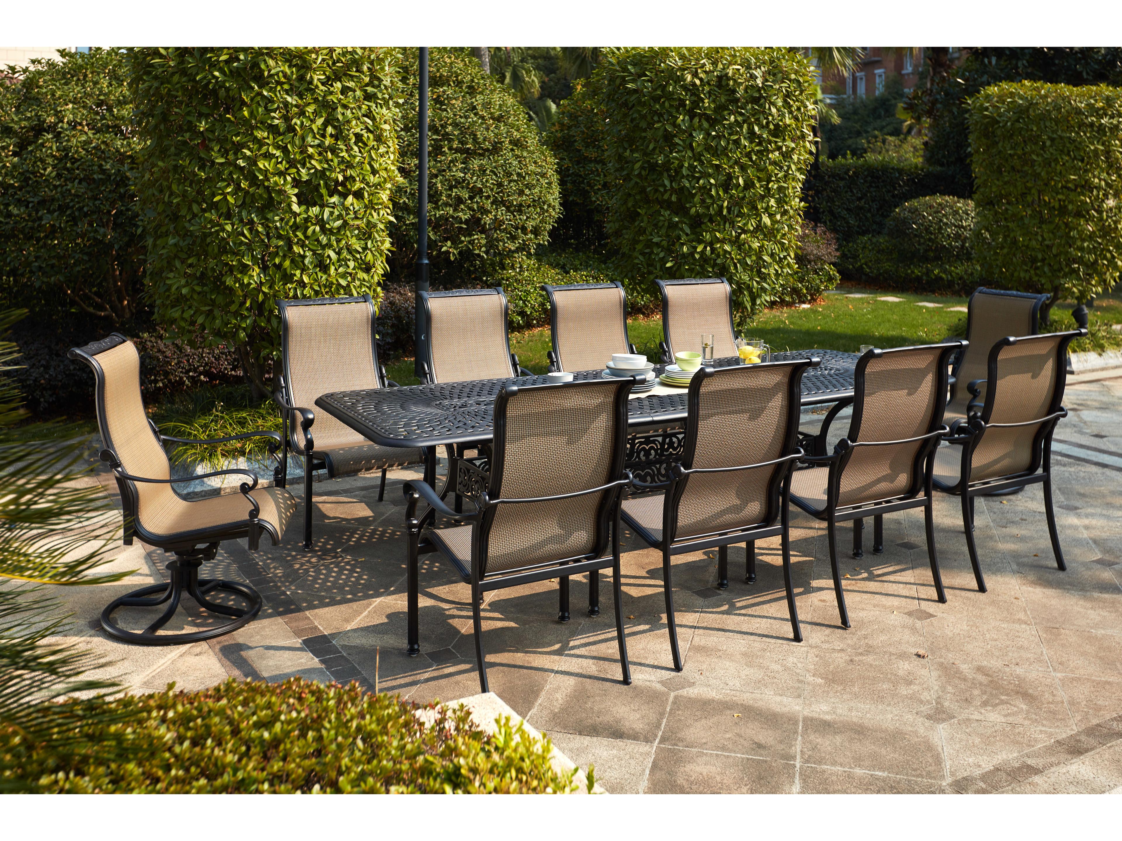 Darlee Outdoor Living Monterey Sling Cast Aluminum Antique Bronze 11 Piece Dining Set