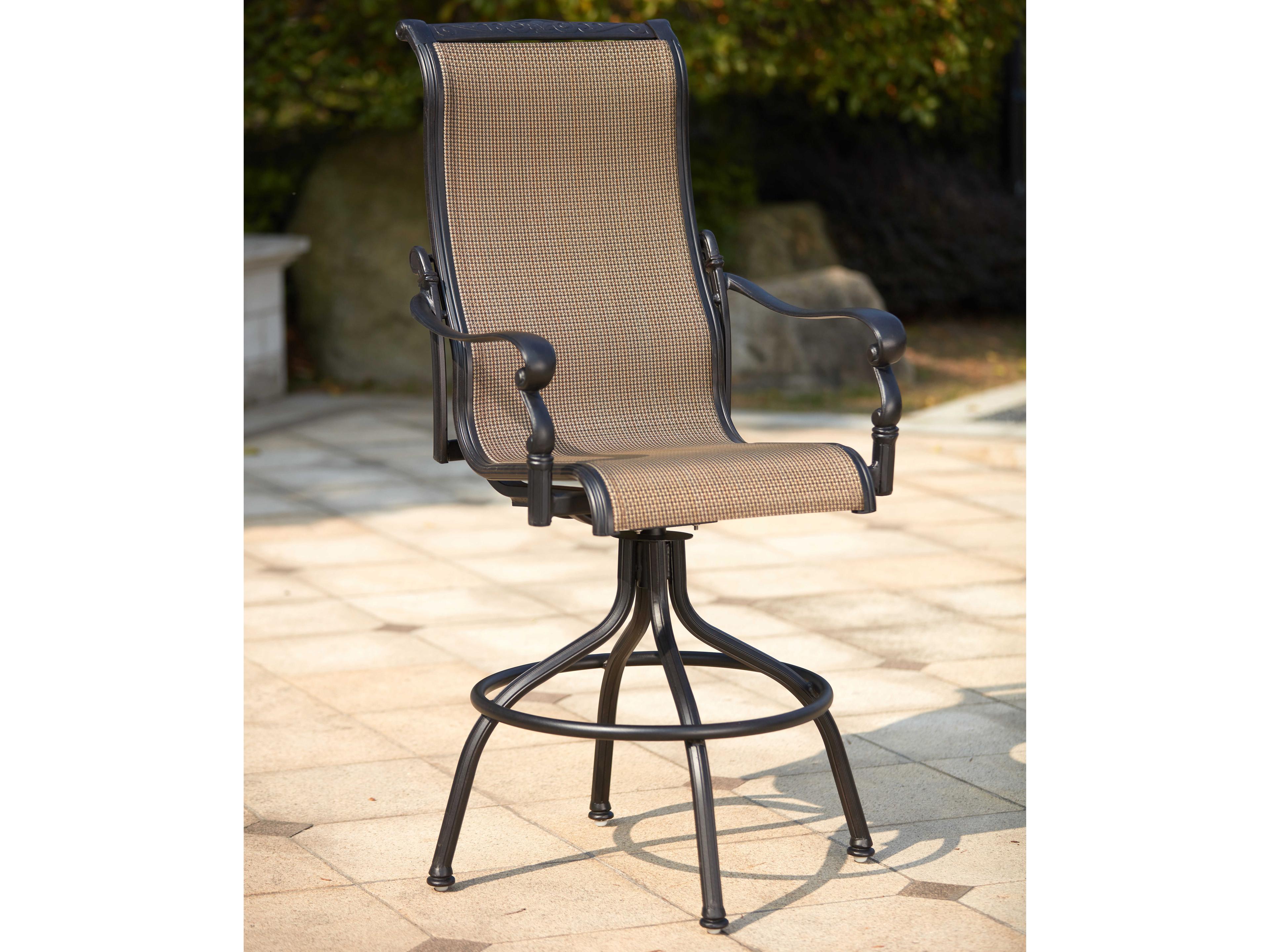 Darlee Outdoor Living Monterey Sling Cast Aluminum Antique Bronze Swivel Bar Stool Set of 4