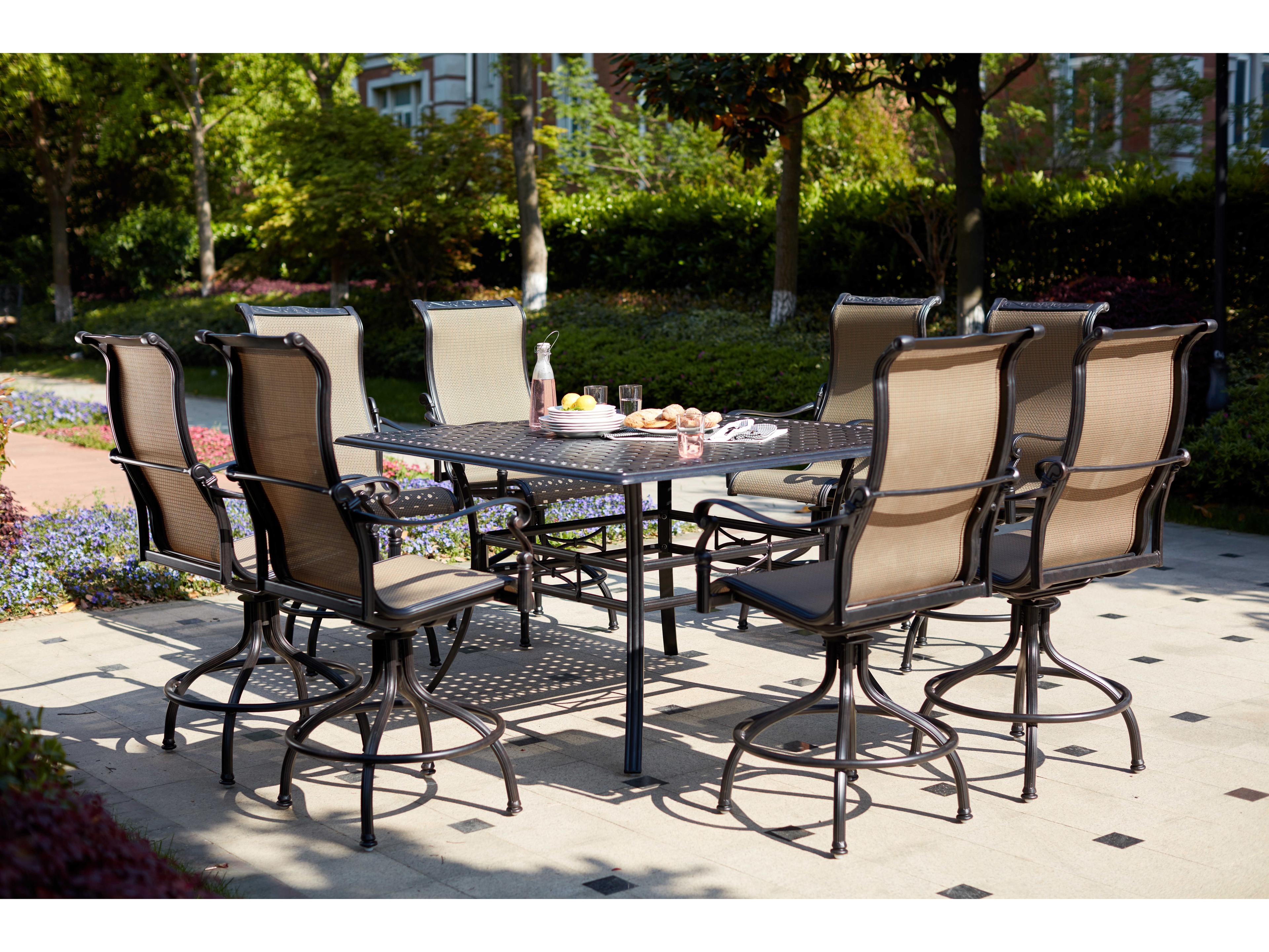 Darlee Outdoor Living Monterey Sling Cast Aluminum Antique Bronze 9 Piece Counter Set