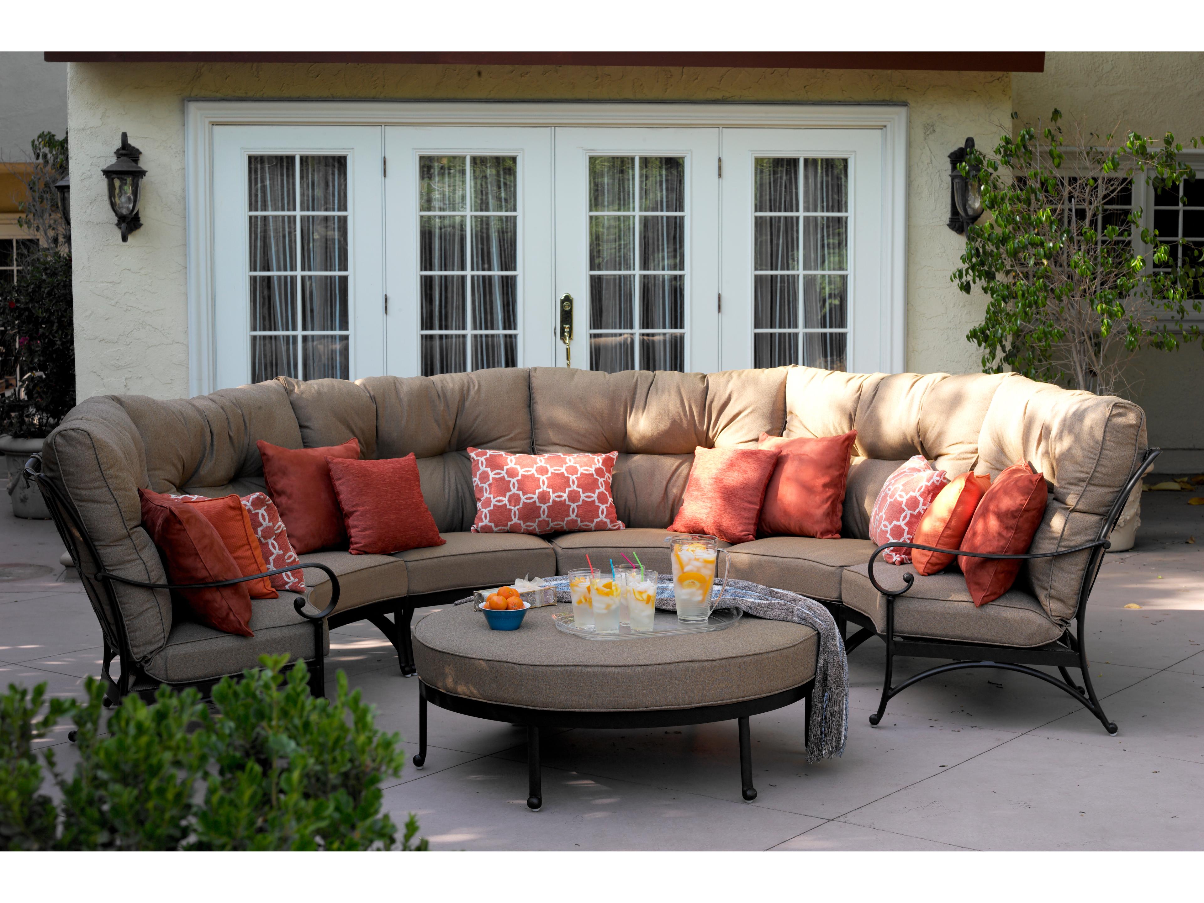 Darlee Outdoor Living Santa Anita Cast Aluminum 6-Piece Sectional Crescent Sofa with Sunbrella Cushions