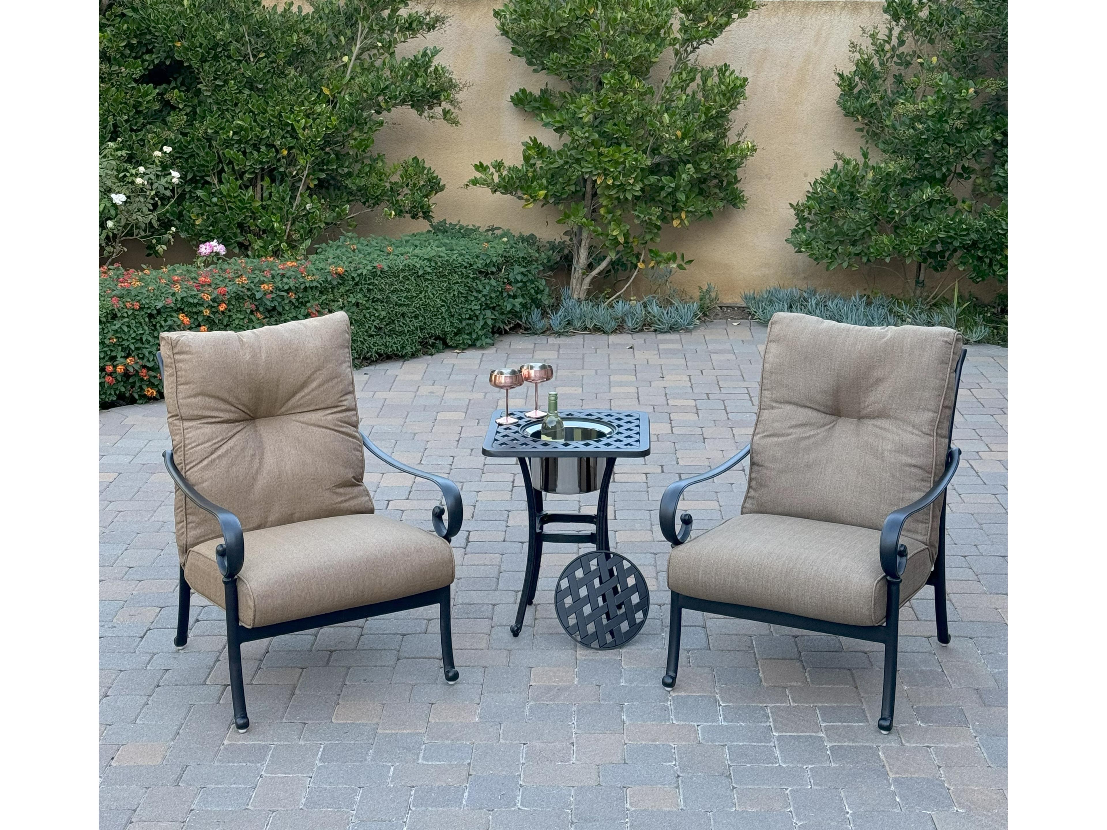 Darlee Outdoor Living Santa Anita 3-Piece Conversation Set with Sunbrella Cushions