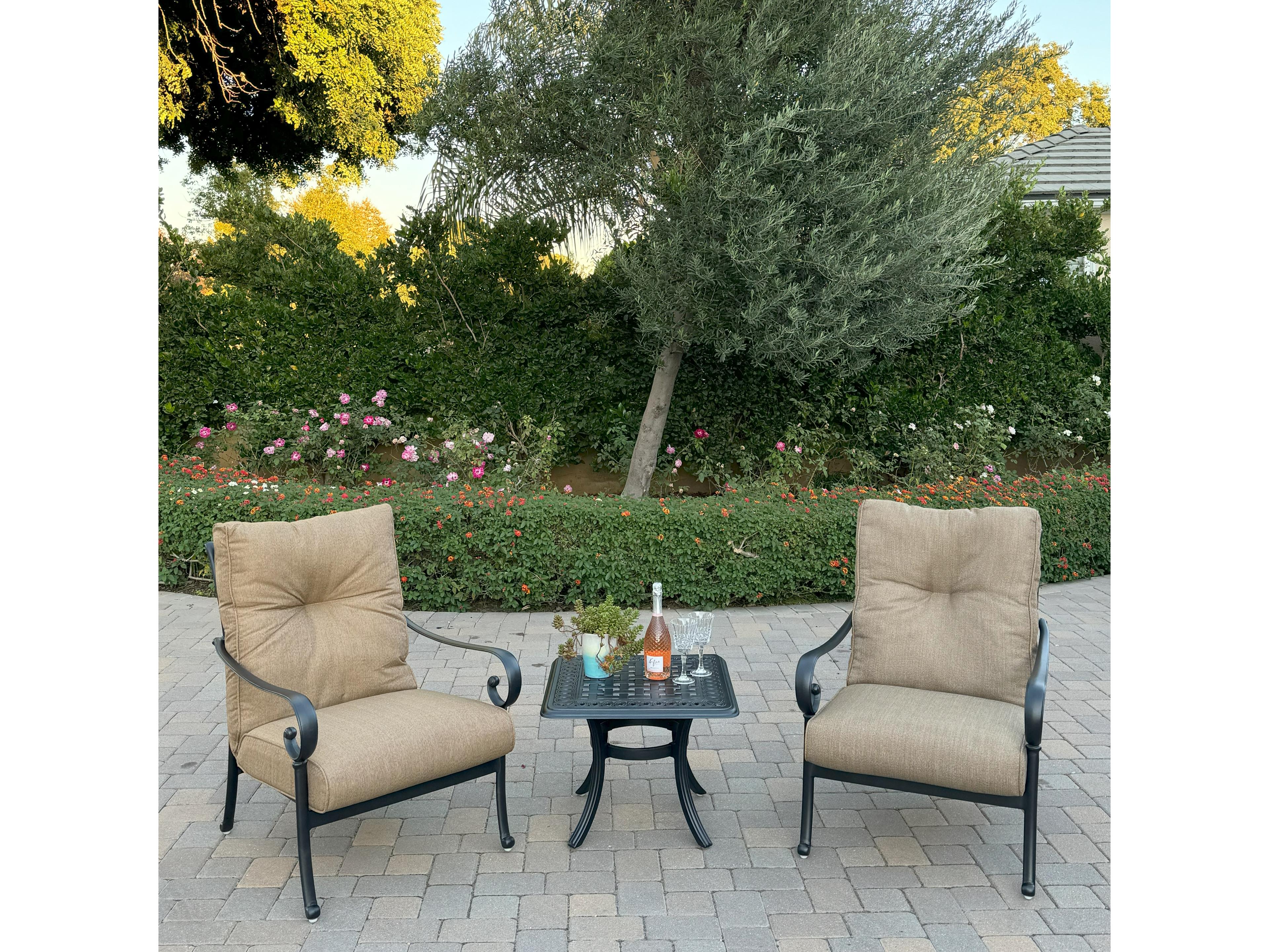Darlee Outdoor Living Santa Anita 3-Piece Conversation Set with Sunbrella Cushions