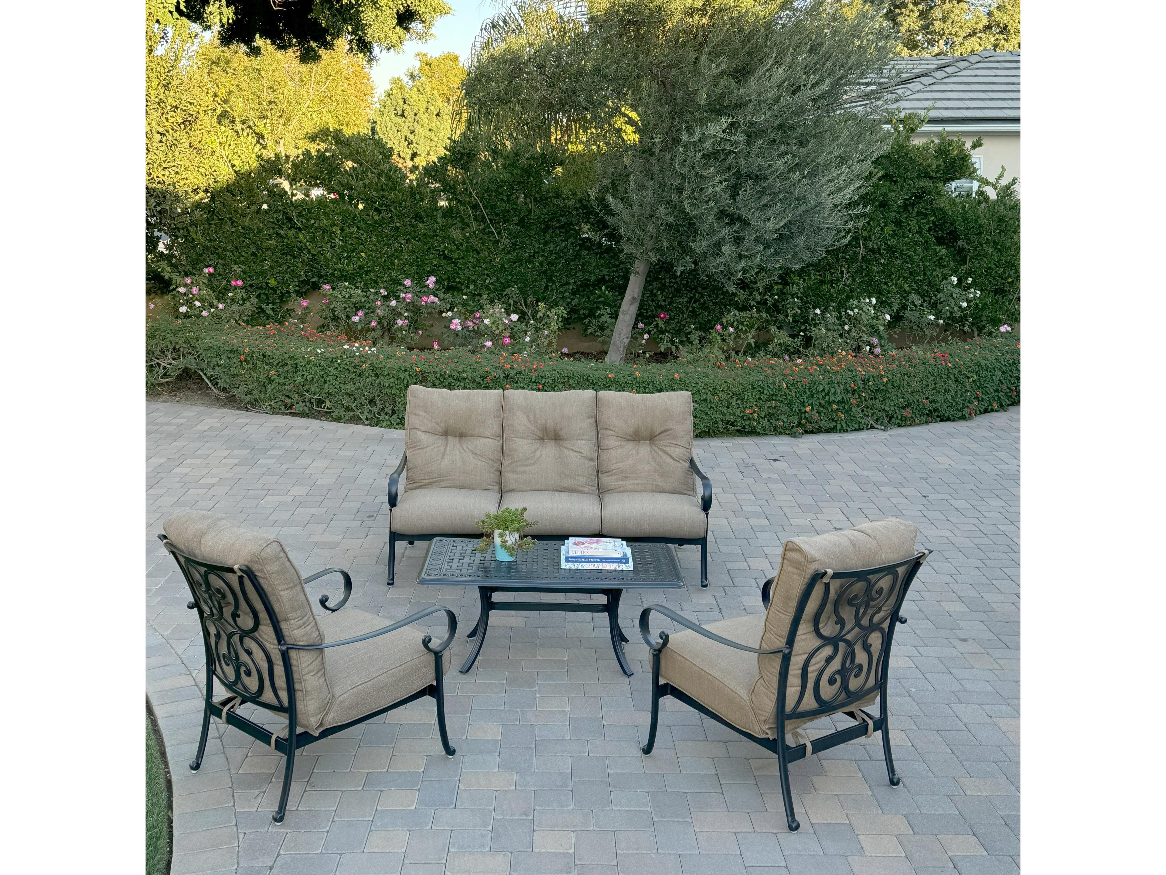 Darlee Outdoor Living Santa Anita 4-Piece Conversation Set with Sunbrella Cushions