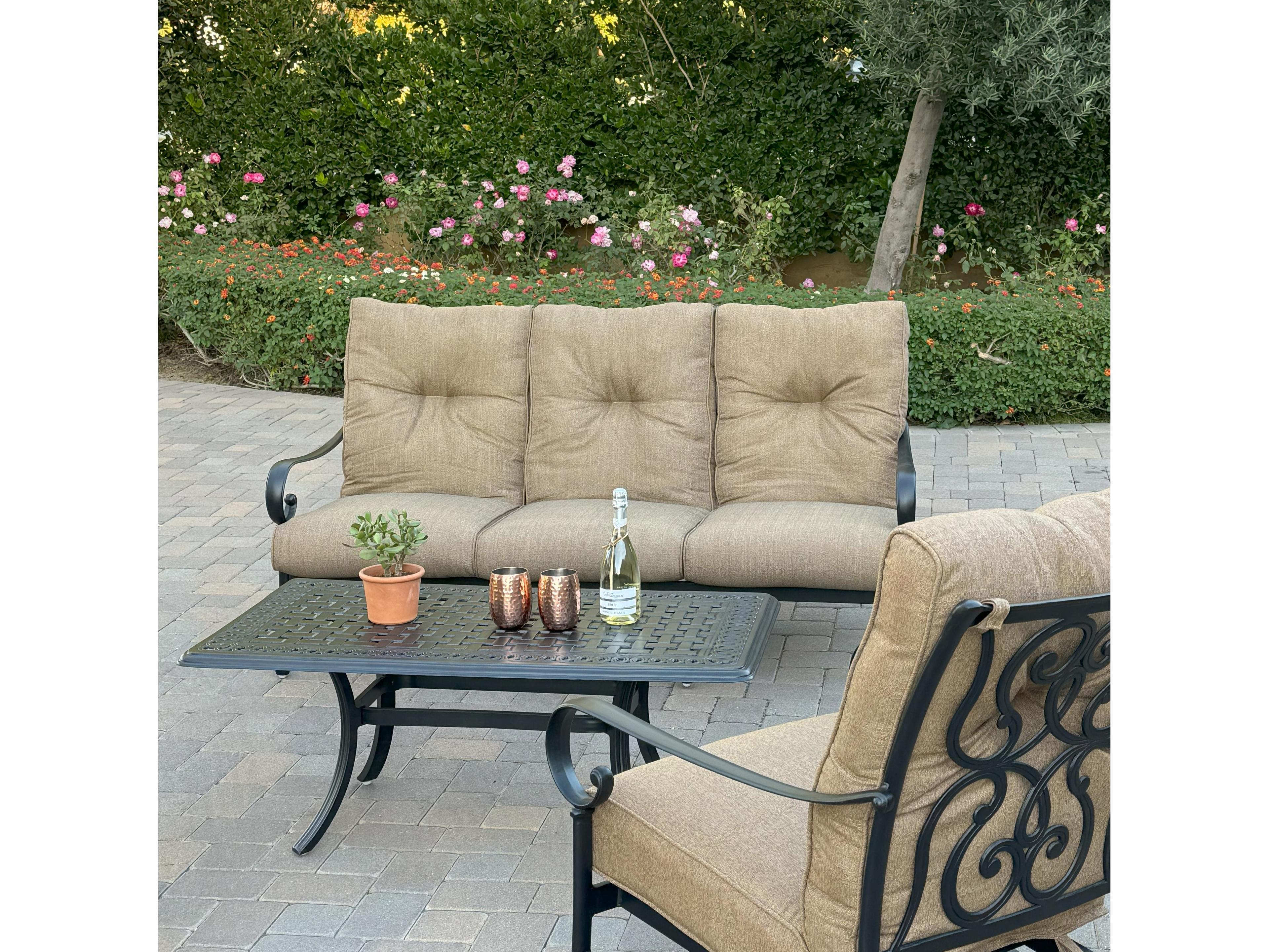 Darlee Outdoor Living Santa Anita Cast Aluminum 4-Piece Conversation Set with Sunbrella Cushions
