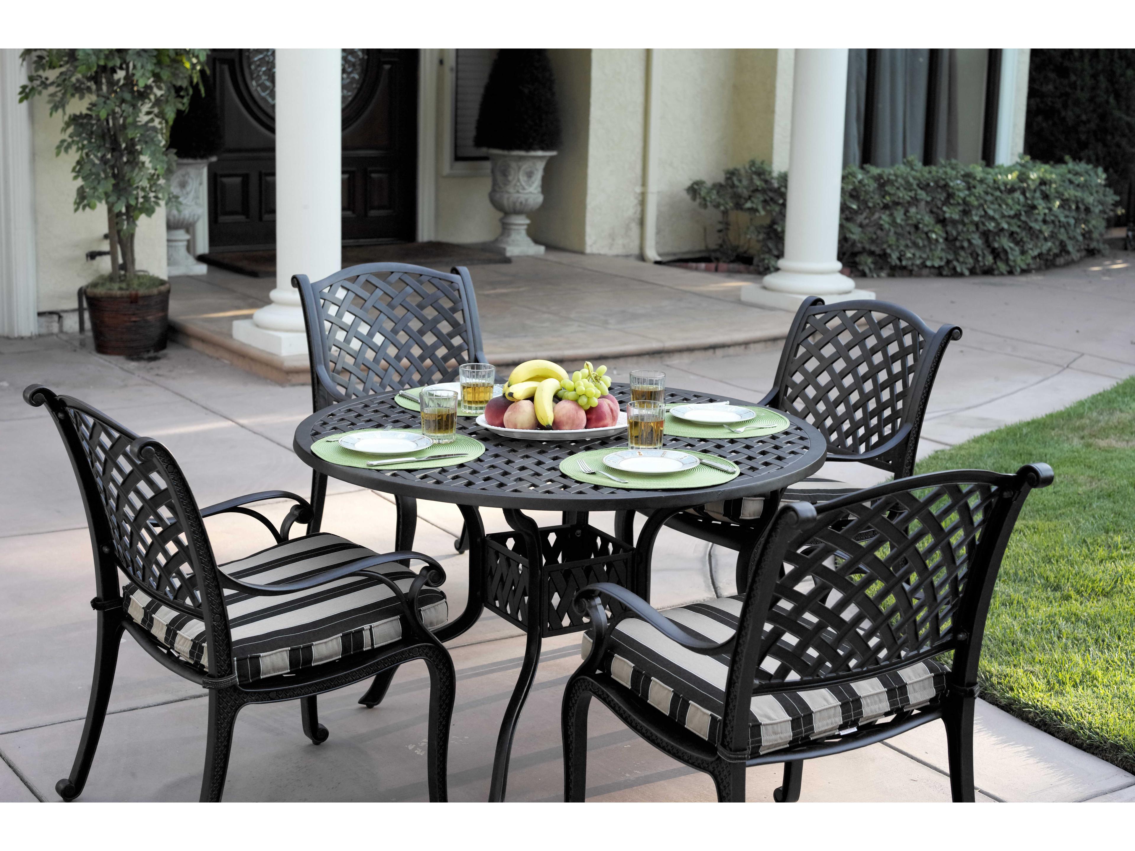 Darlee Outdoor Living Nassau Casual Cushion Antique Bronze Cast Aluminum Dining Set