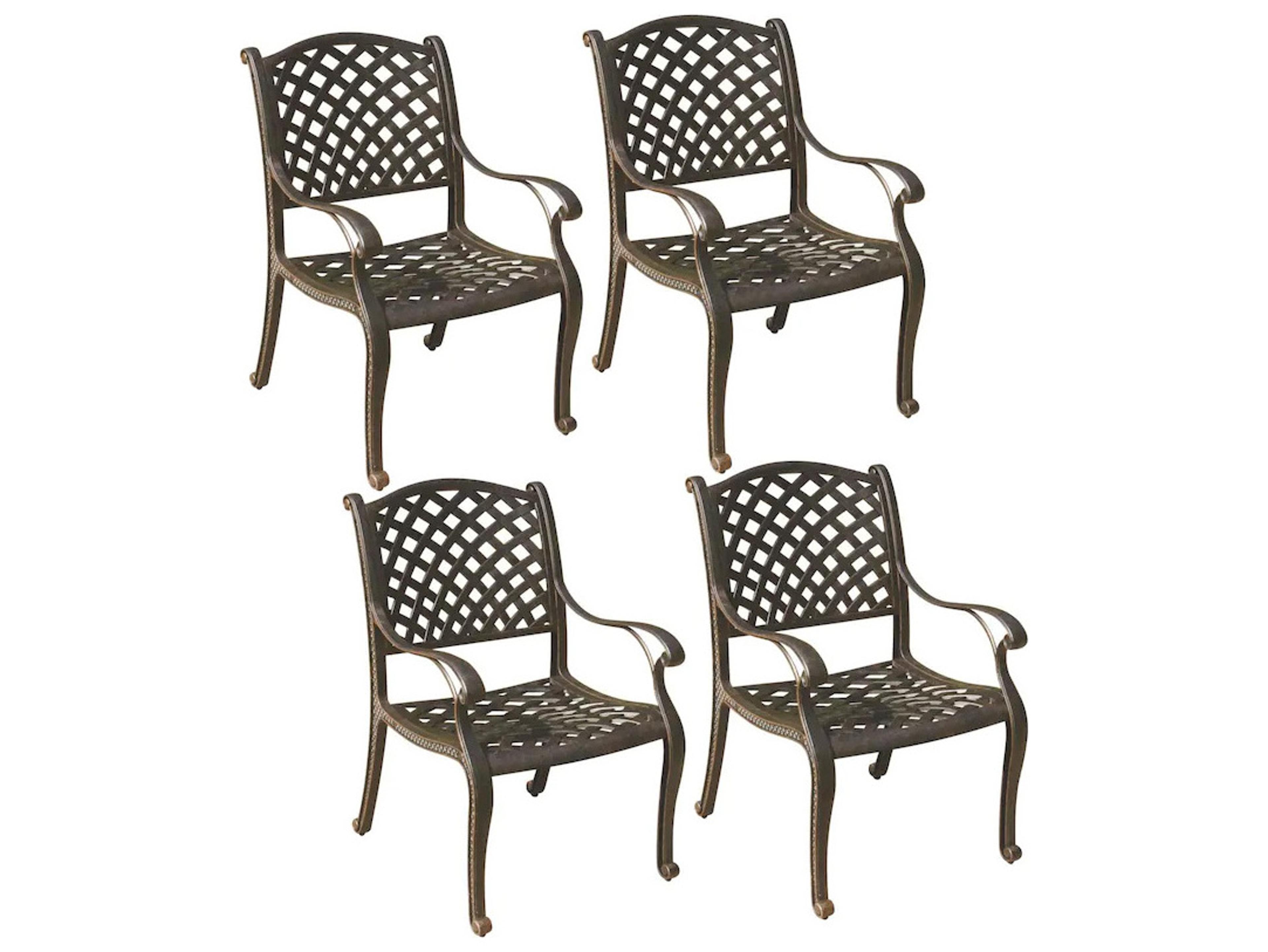 Darlee Outdoor Living Nassau Cast Aluminum Dining Chair with Cushion Set of 4