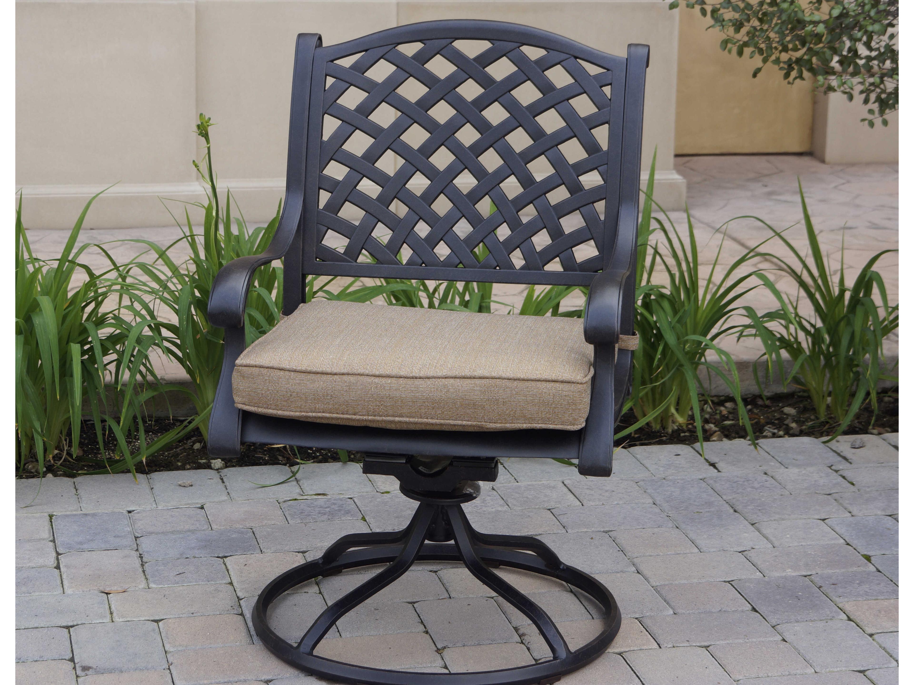 Darlee Outdoor Living Standard Nassau Cast Aluminum Antique Bronze Swivel Rocker Dining Arm Chair Set of 4