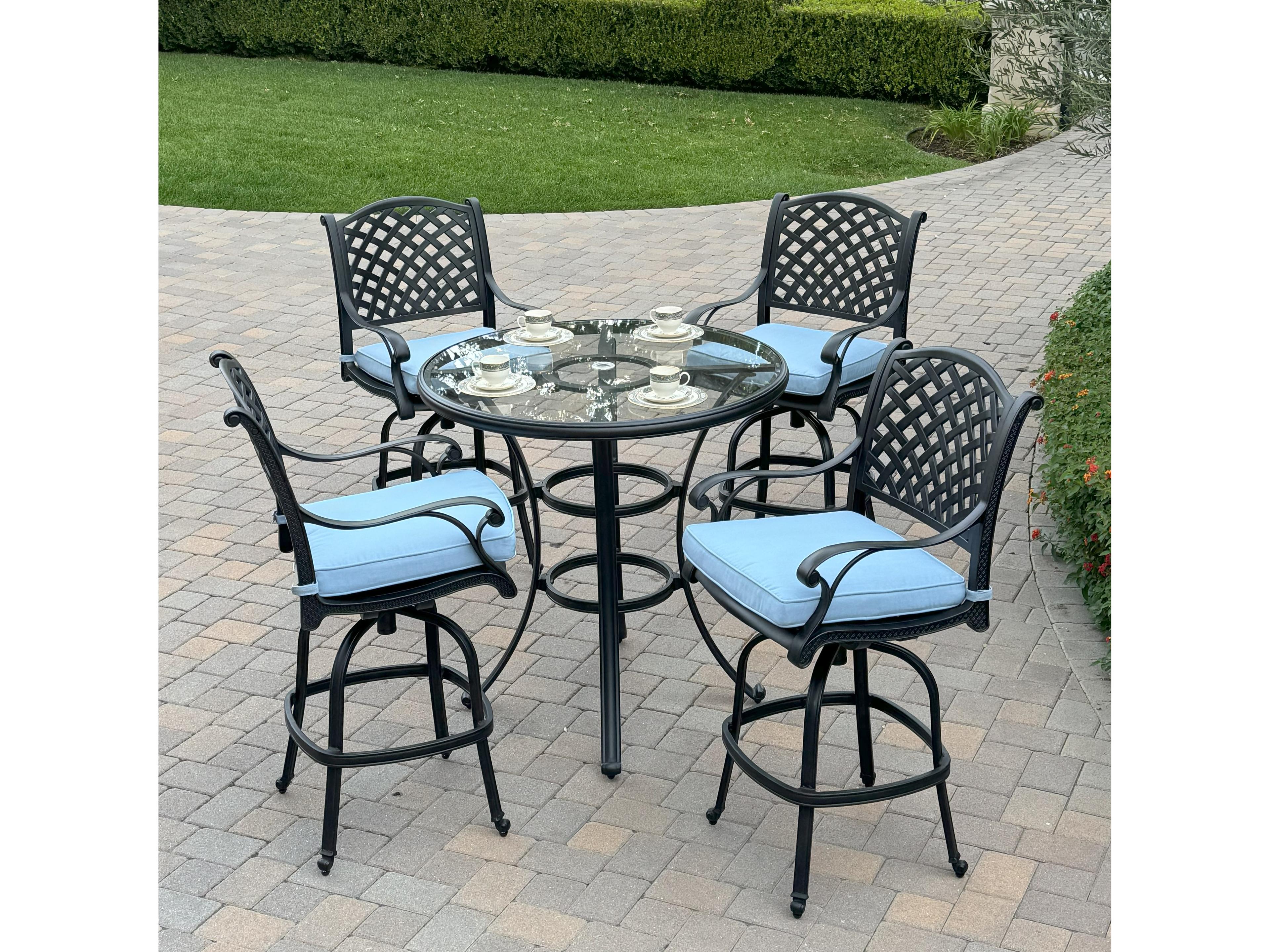 Darlee Outdoor Living Nassau Cast Aluminum 5-Piece Patio Bar Set