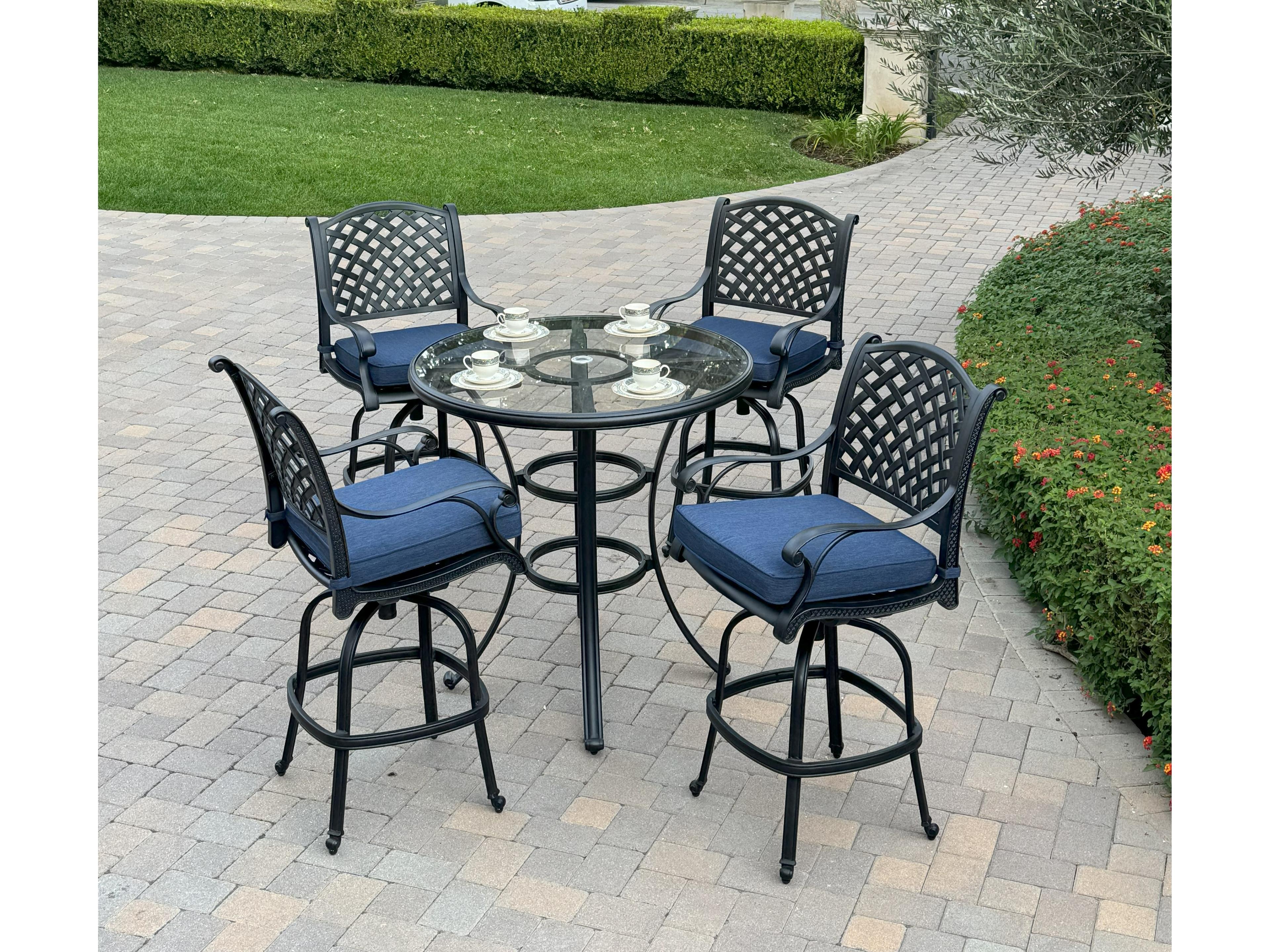 Darlee Outdoor Living Nassau Cast Aluminum 5-Piece Patio Bar Set