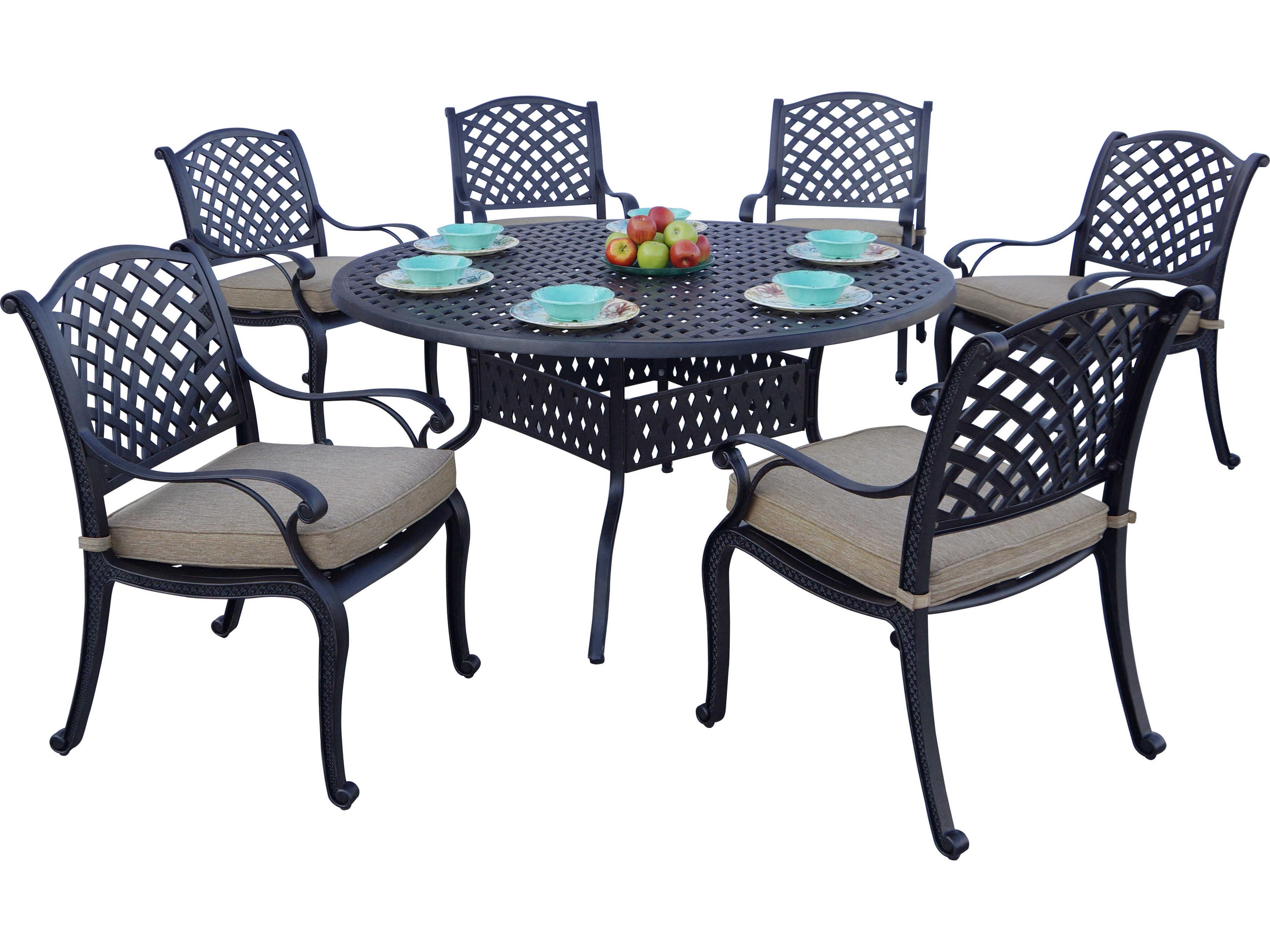 Darlee Outdoor Living Standard Nassau Cast Aluminum Antique Bronze 7 Piece Dining Set