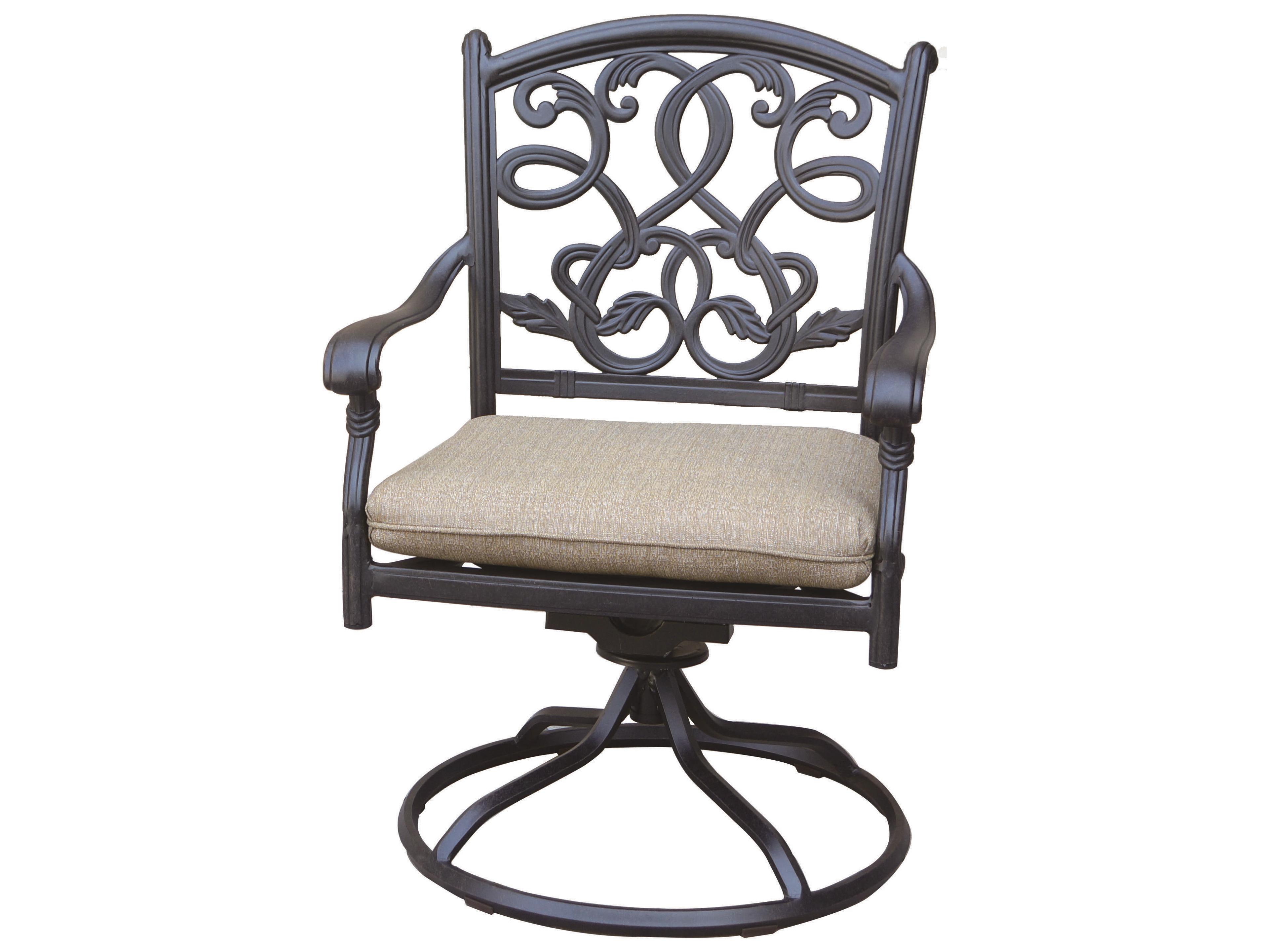 Darlee Outdoor Living Santa Monica Cast Aluminum Antique Bronze Swivel Rocker Dining Arm Chair Set of 4
