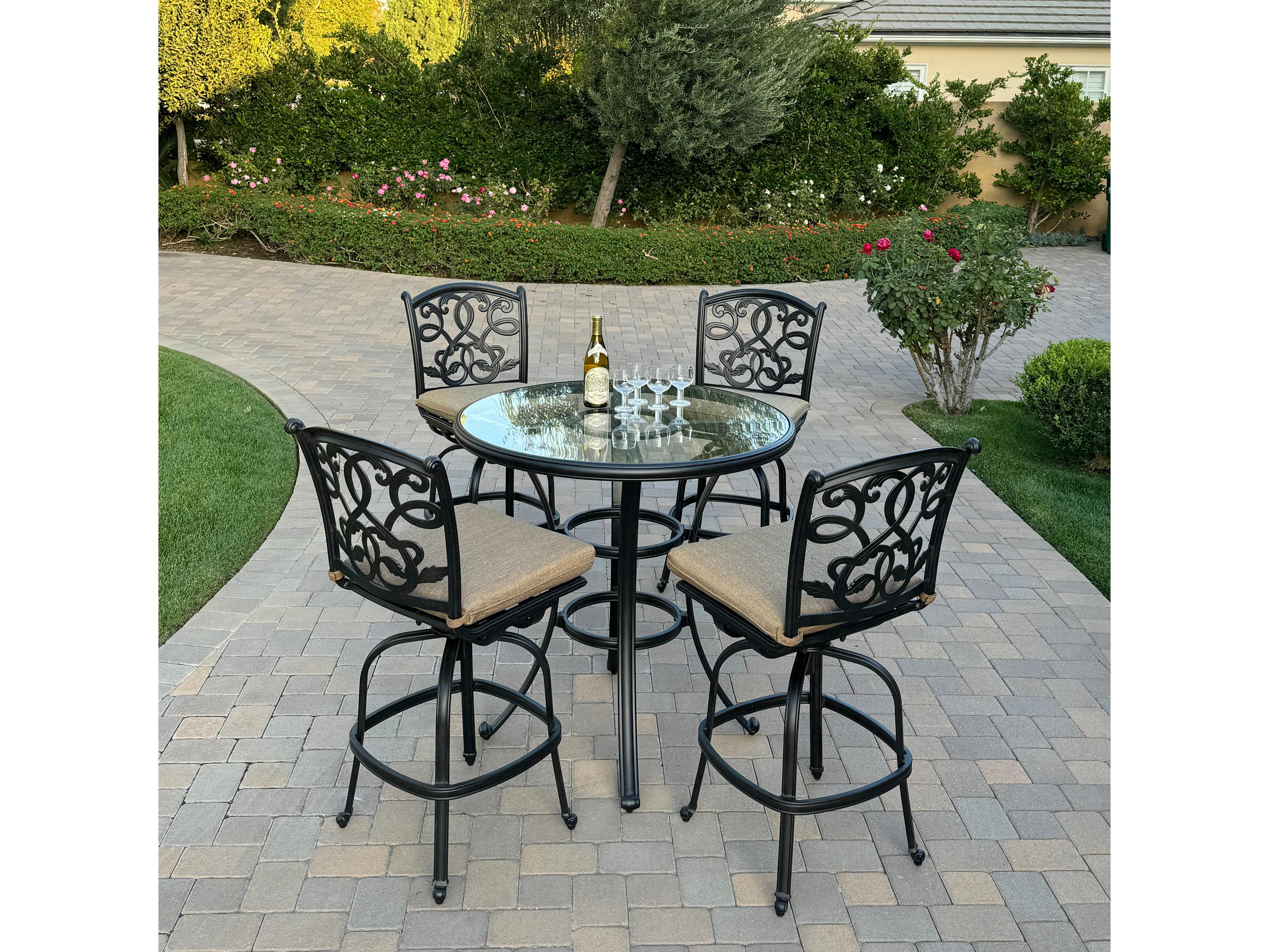Darlee Outdoor Living Santa Monica Cast Aluminum 5-Piece  Bar Set