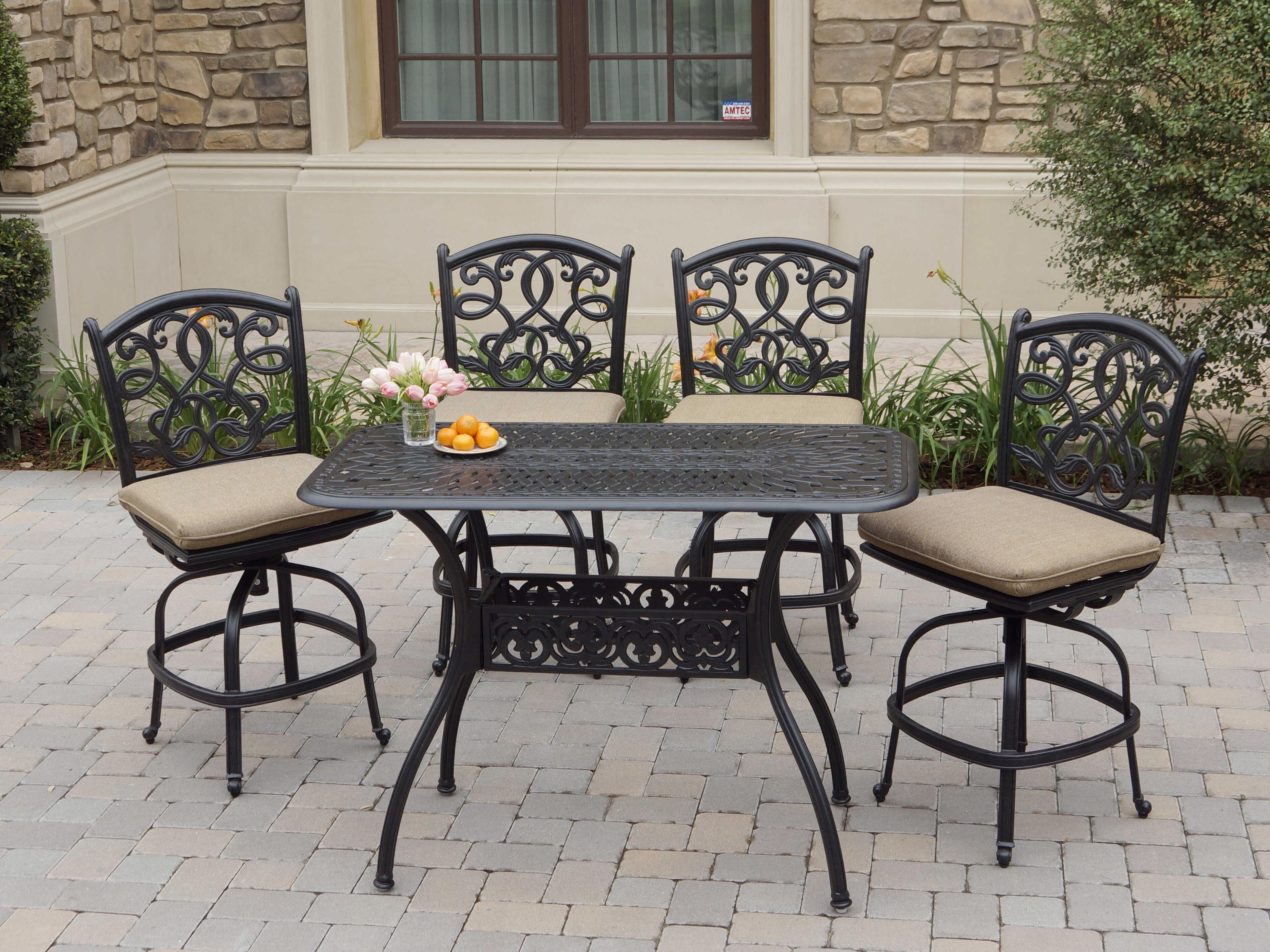 Darlee Outdoor Living Santa Monica Cast Aluminum Antique Bronze 5 Piece Counter Set