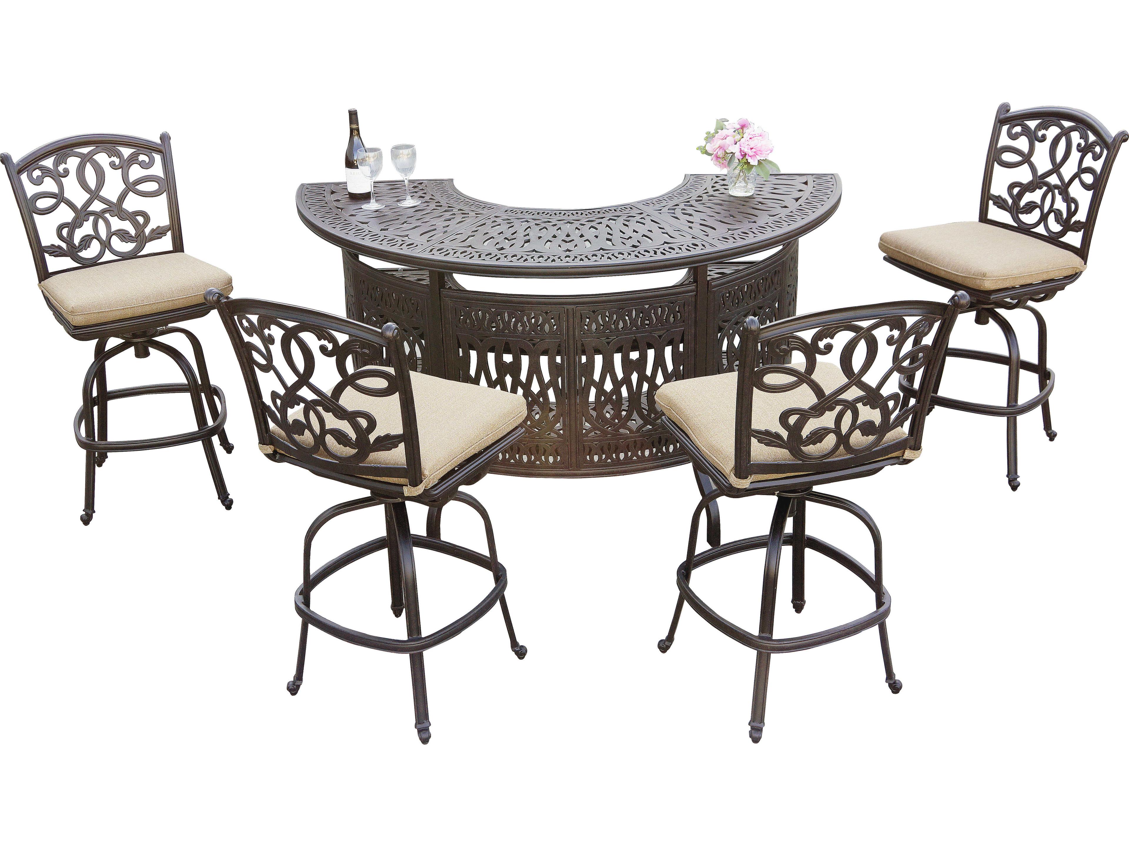 Darlee Outdoor Living Santa Monica Cast Aluminum Antique Bronze 5 Piece Bar Set