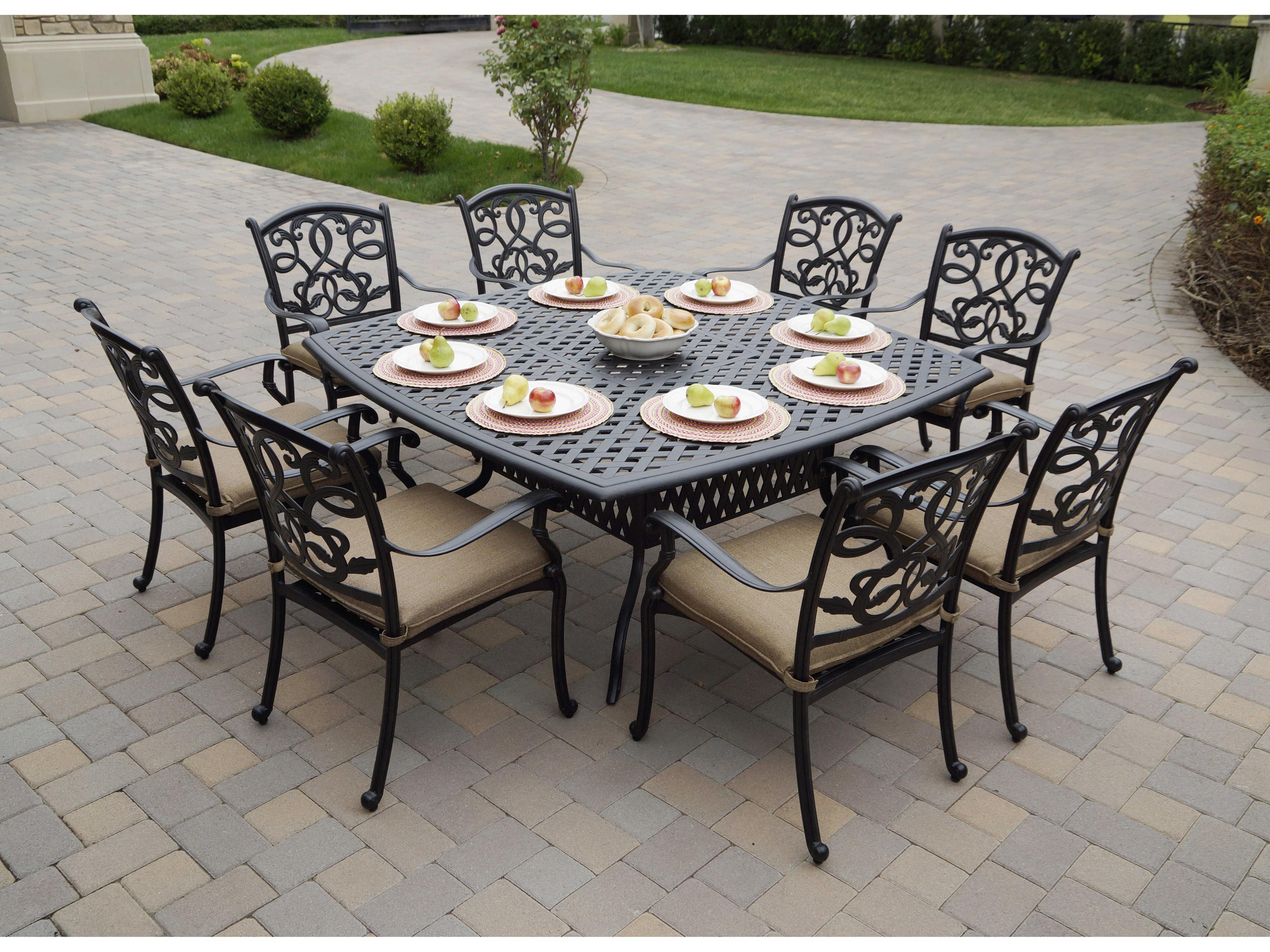 Darlee Outdoor Living Santa Monica Cast Aluminum Antique Bronze 9 Piece Dining Set
