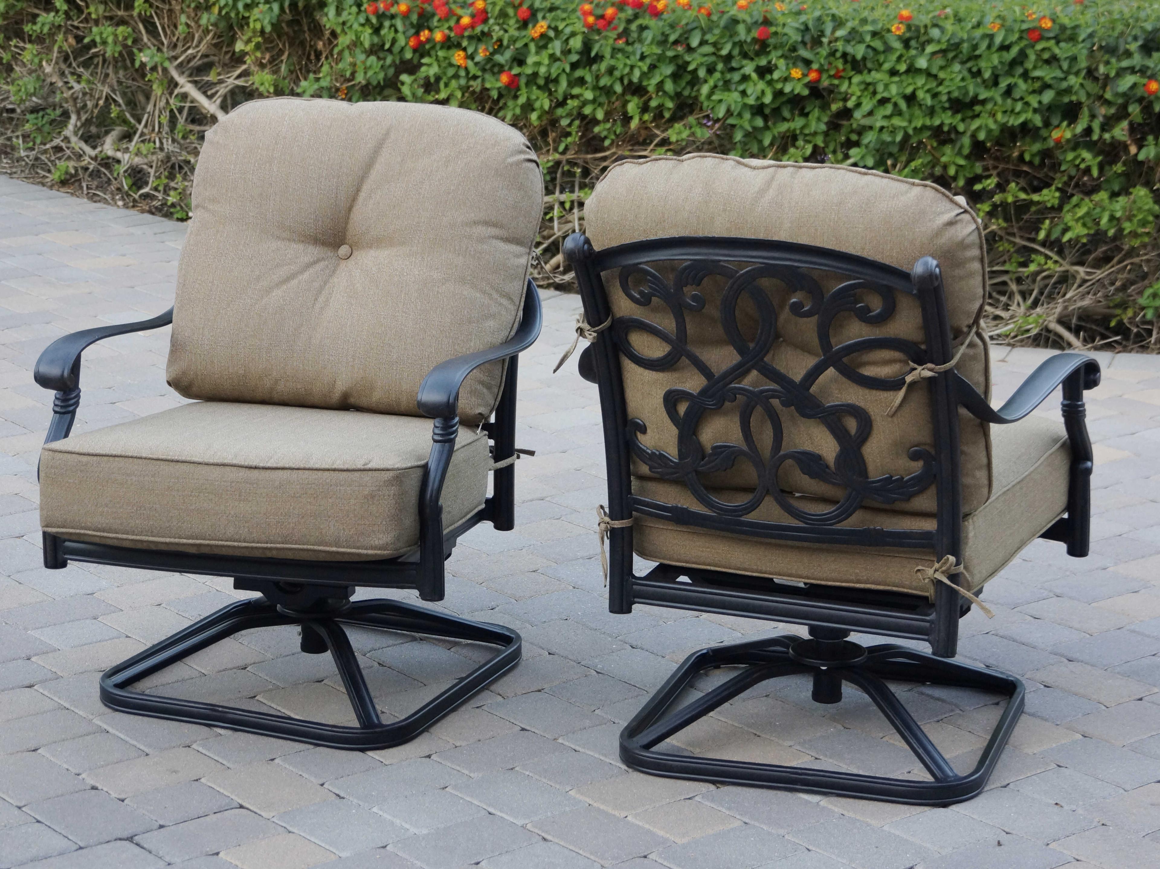 Darlee Outdoor Living Santa Monica Cast Aluminum Antique Bronze Swivel Rocker Lounge Chair Set of 4