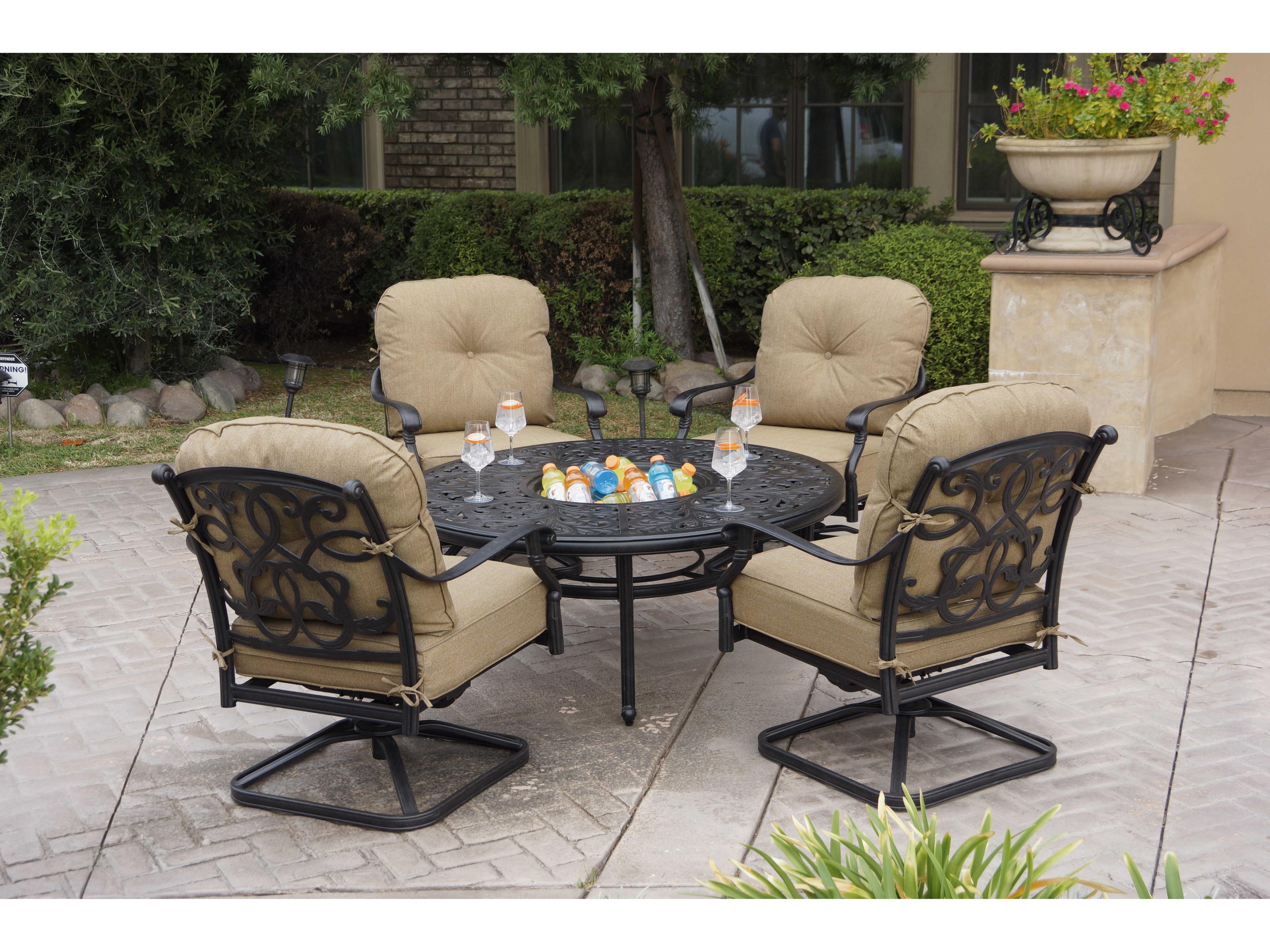 Darlee Outdoor Living Santa Monica Cast Aluminum Antique Bronze 5 Piece Lounge Set with Ice Bucket Insert