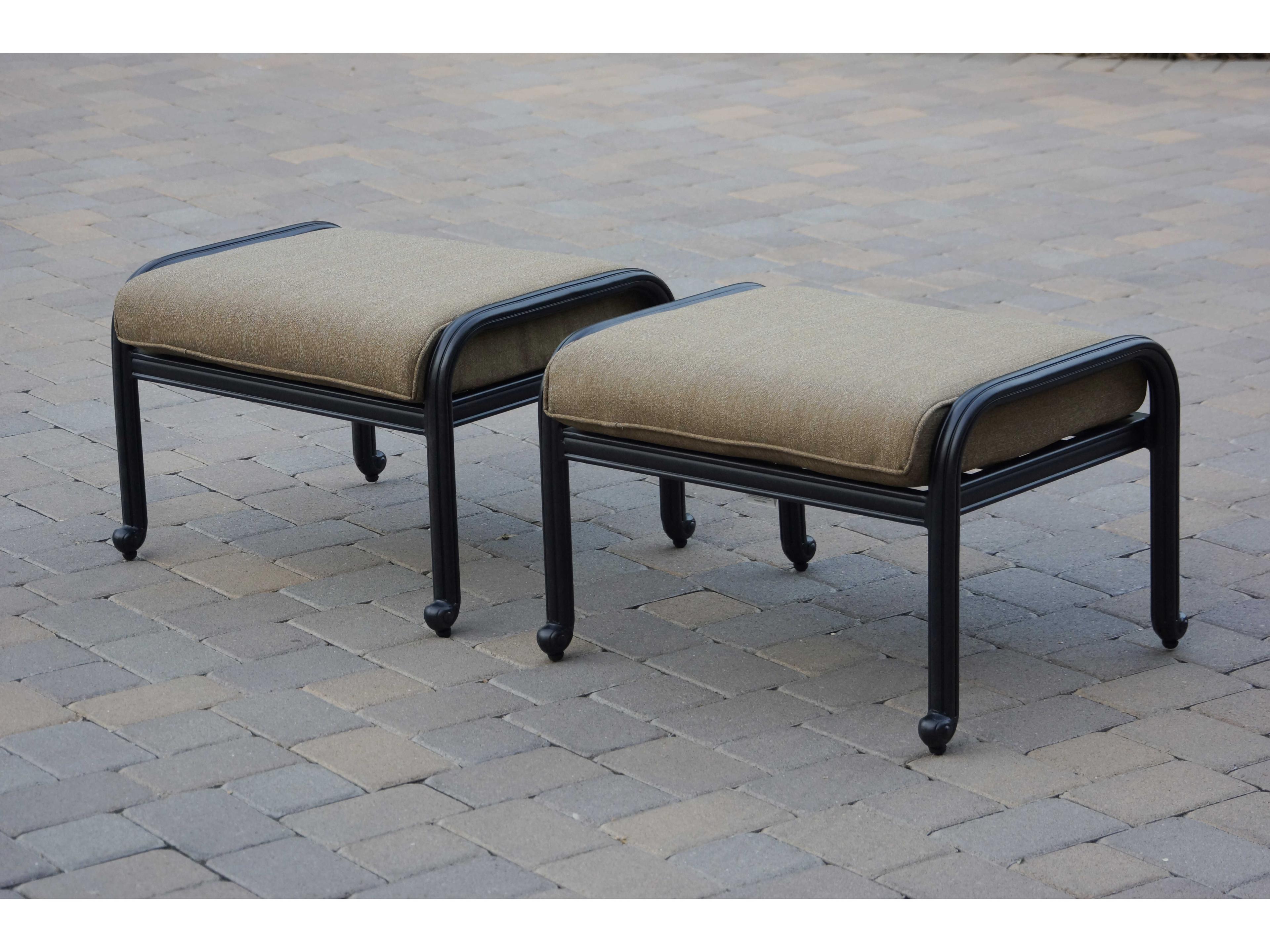 Darlee Outdoor Living Santa Monica Cast Aluminum Antique Bronze Ottoman Set of 2
