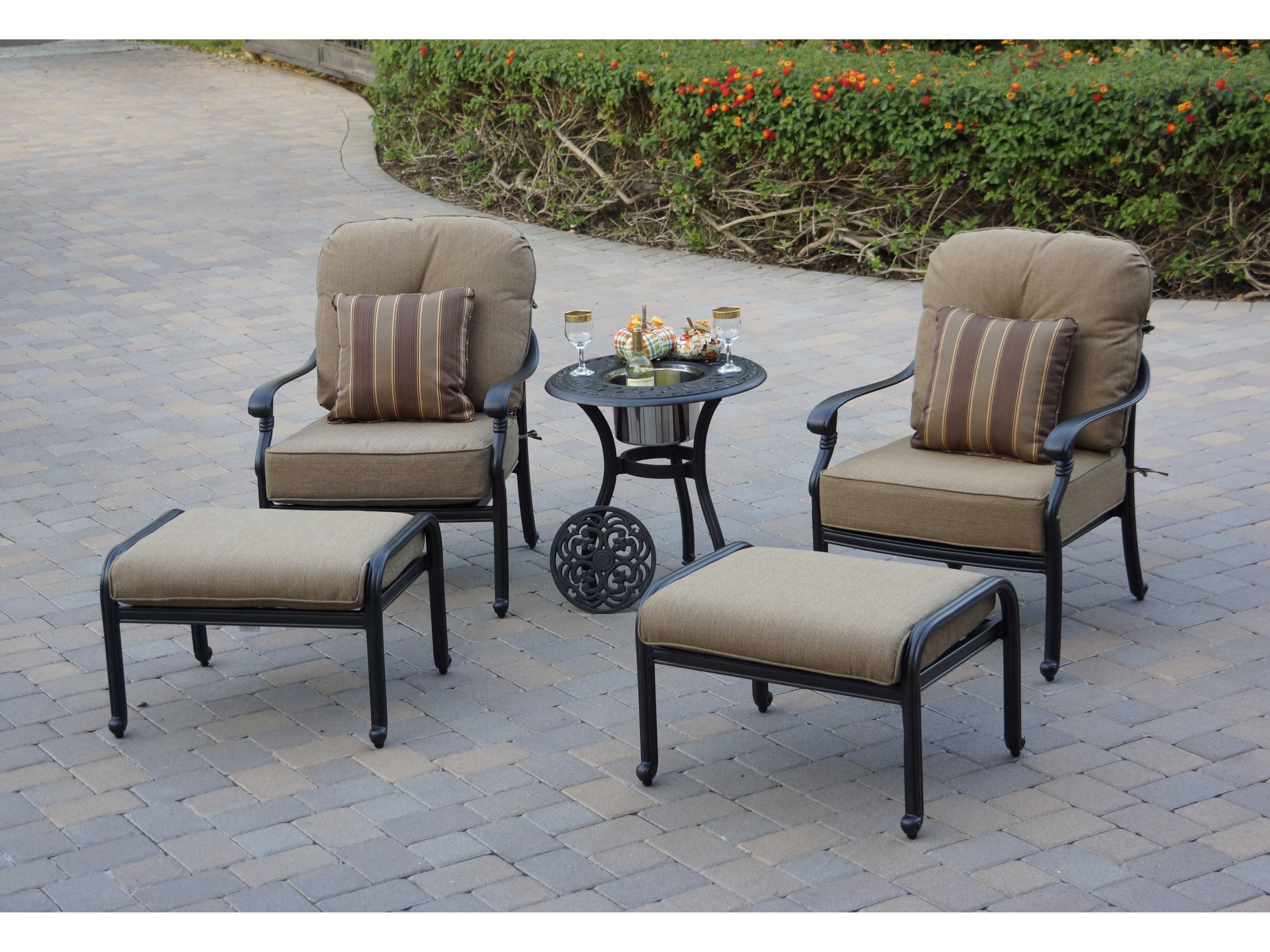 Darlee Outdoor Living Santa Monica Cast Aluminum Antique Bronze 5 Piece Lounge Set with Ice Bucket Insert