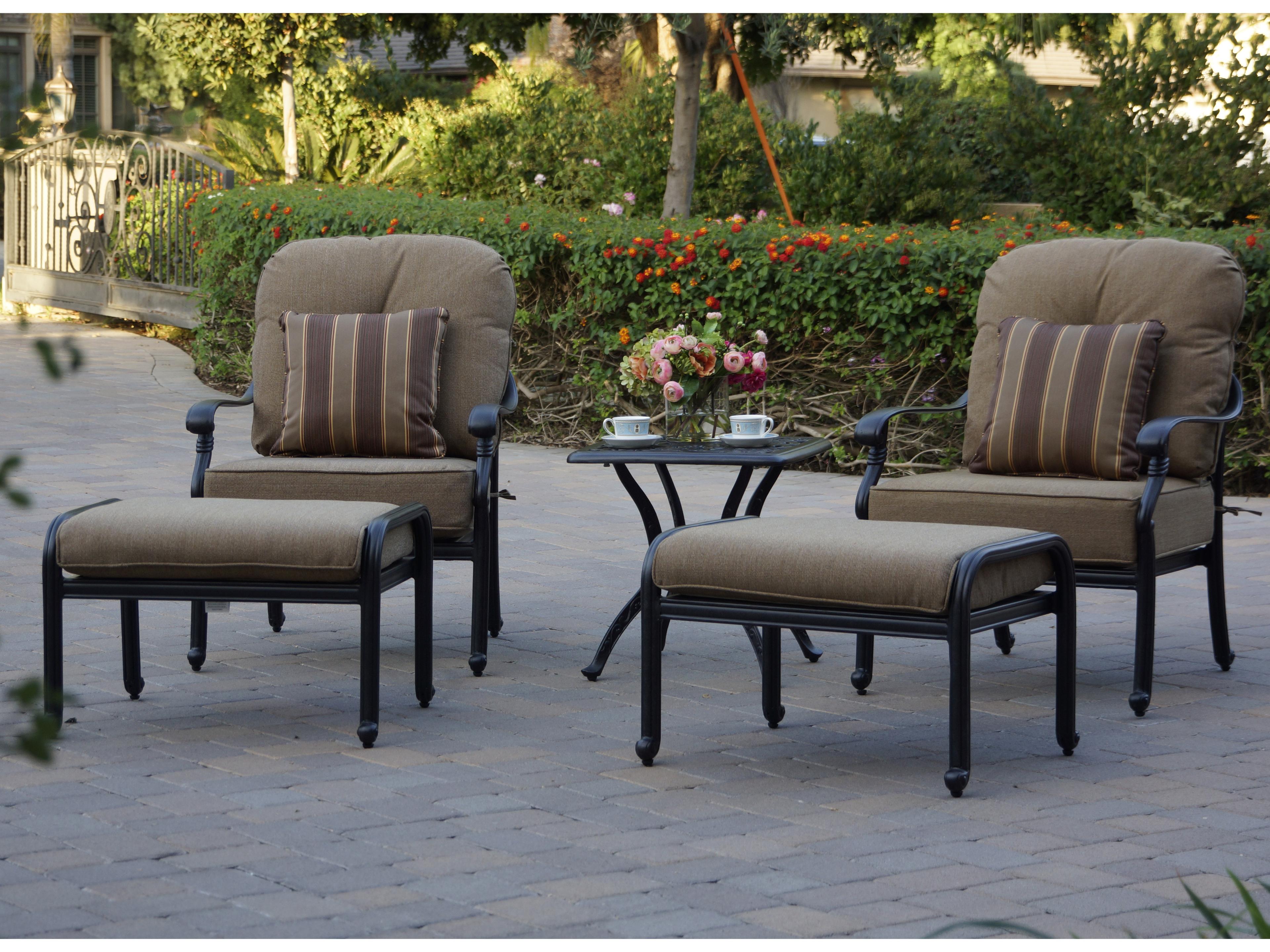 Darlee Outdoor Living Santa Monica Antique Bronze Cast Aluminum Cushion Lounge Set