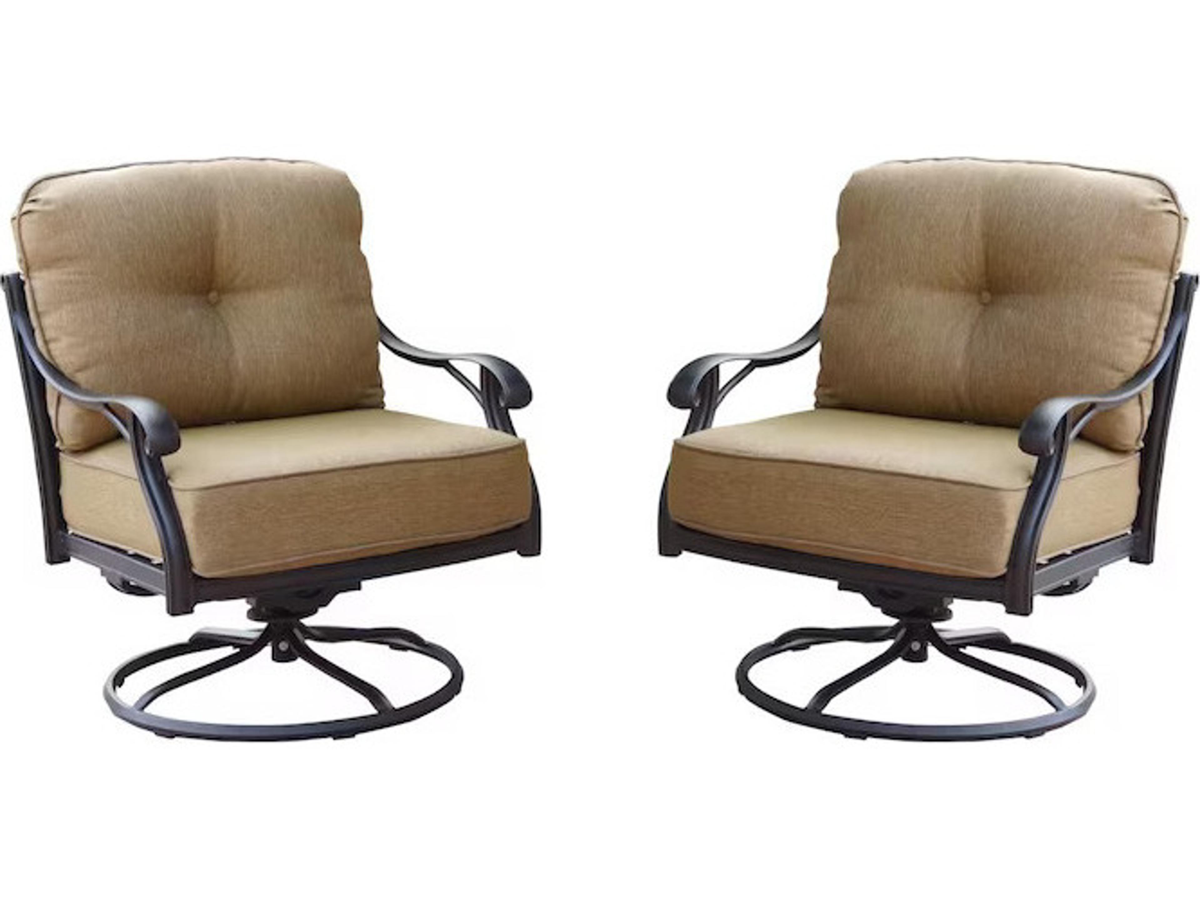 Darlee Outdoor Living Nassau Cast Aluminum Swivel Rocker Club Chair with Cushions Set of 2