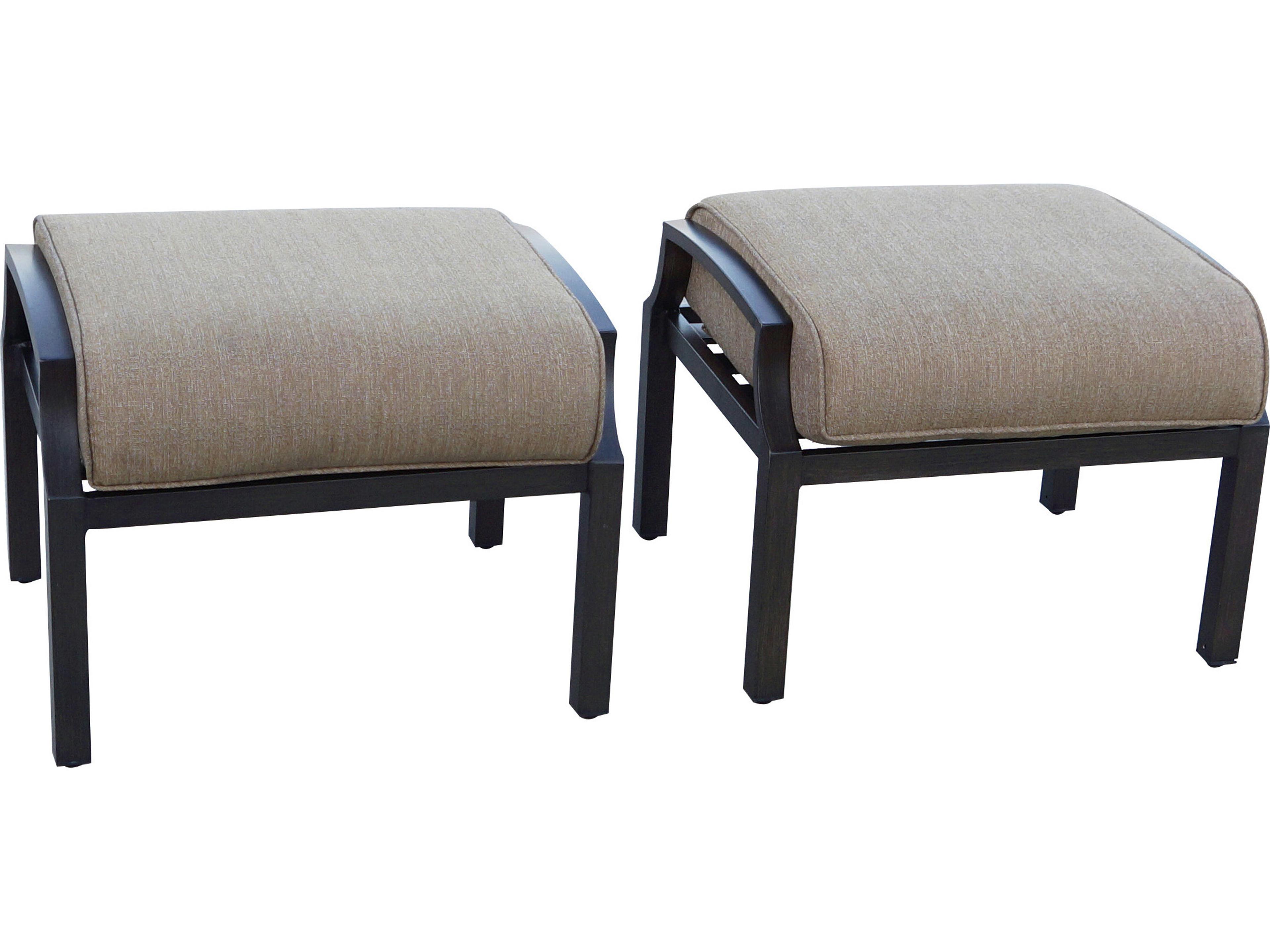 Darlee Outdoor Living Brooklyn Aluminum Multibrown Ottoman in Sesame Cushions Set of 2