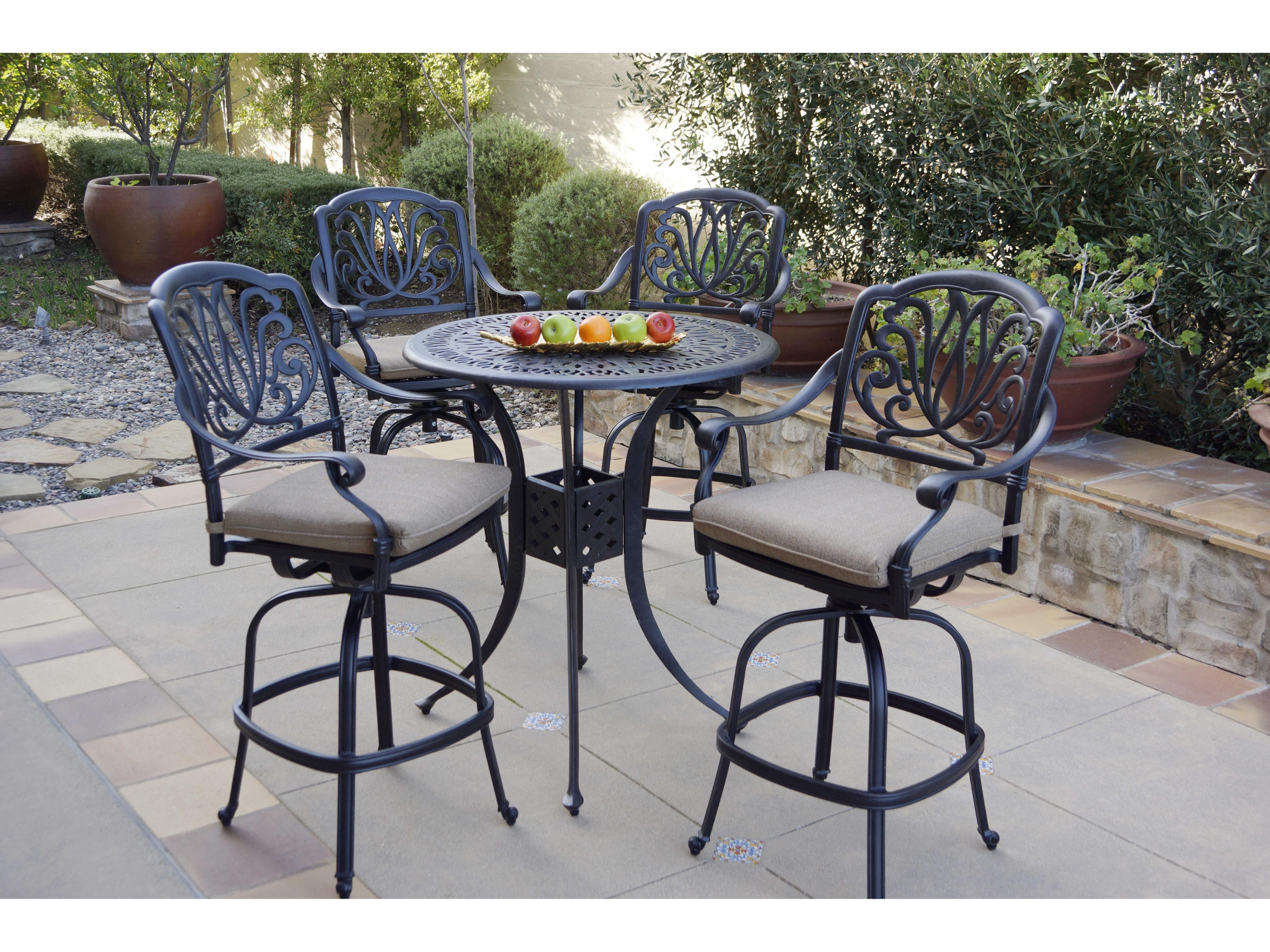 Darlee Outdoor Living Elisabeth Cast Aluminum Antique Bronze 5 Piece Bar Set