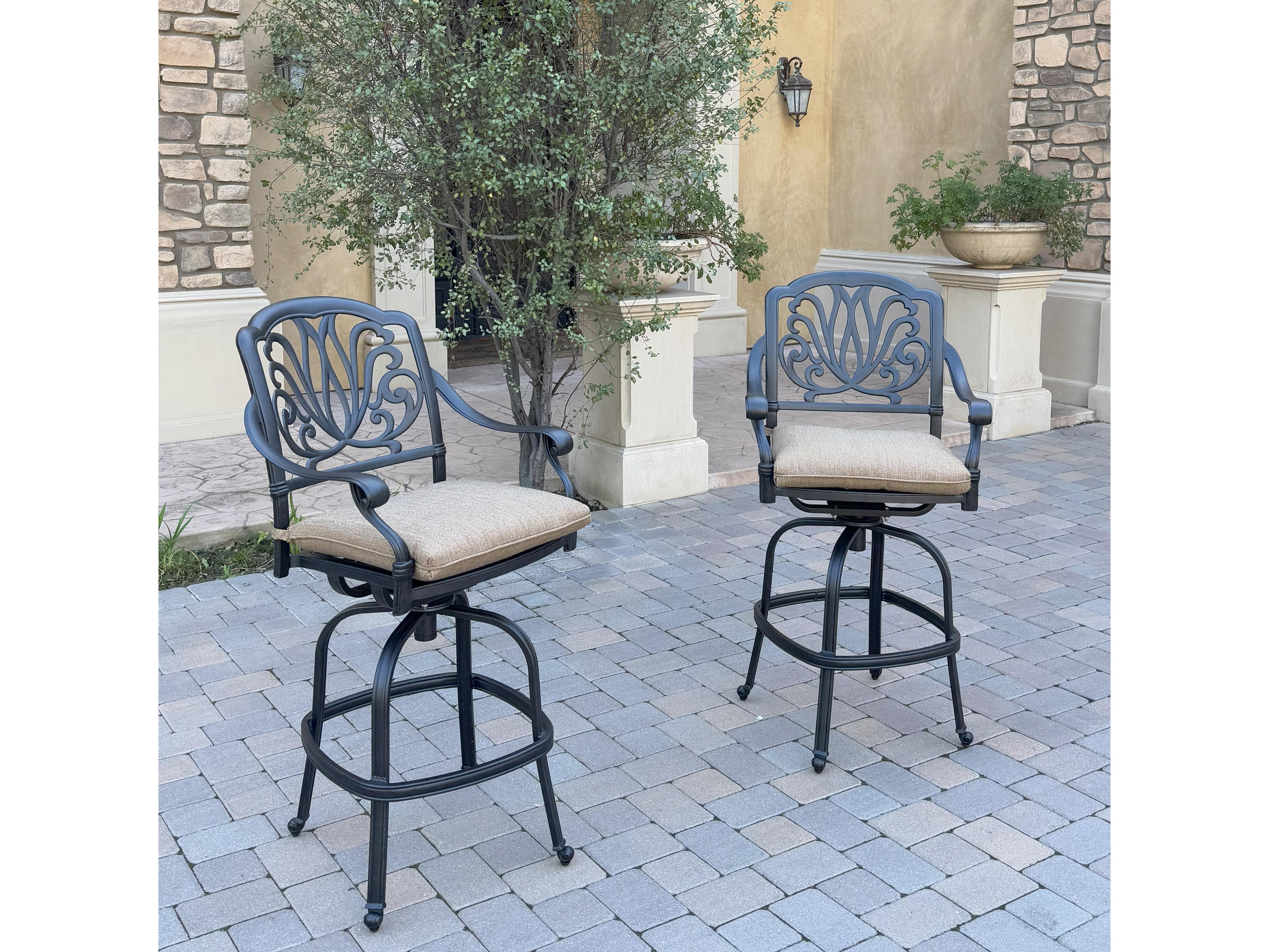 Darlee Outdoor Living Elisabeth Cast Aluminum Swivel Bar Stool ( set of 2 )