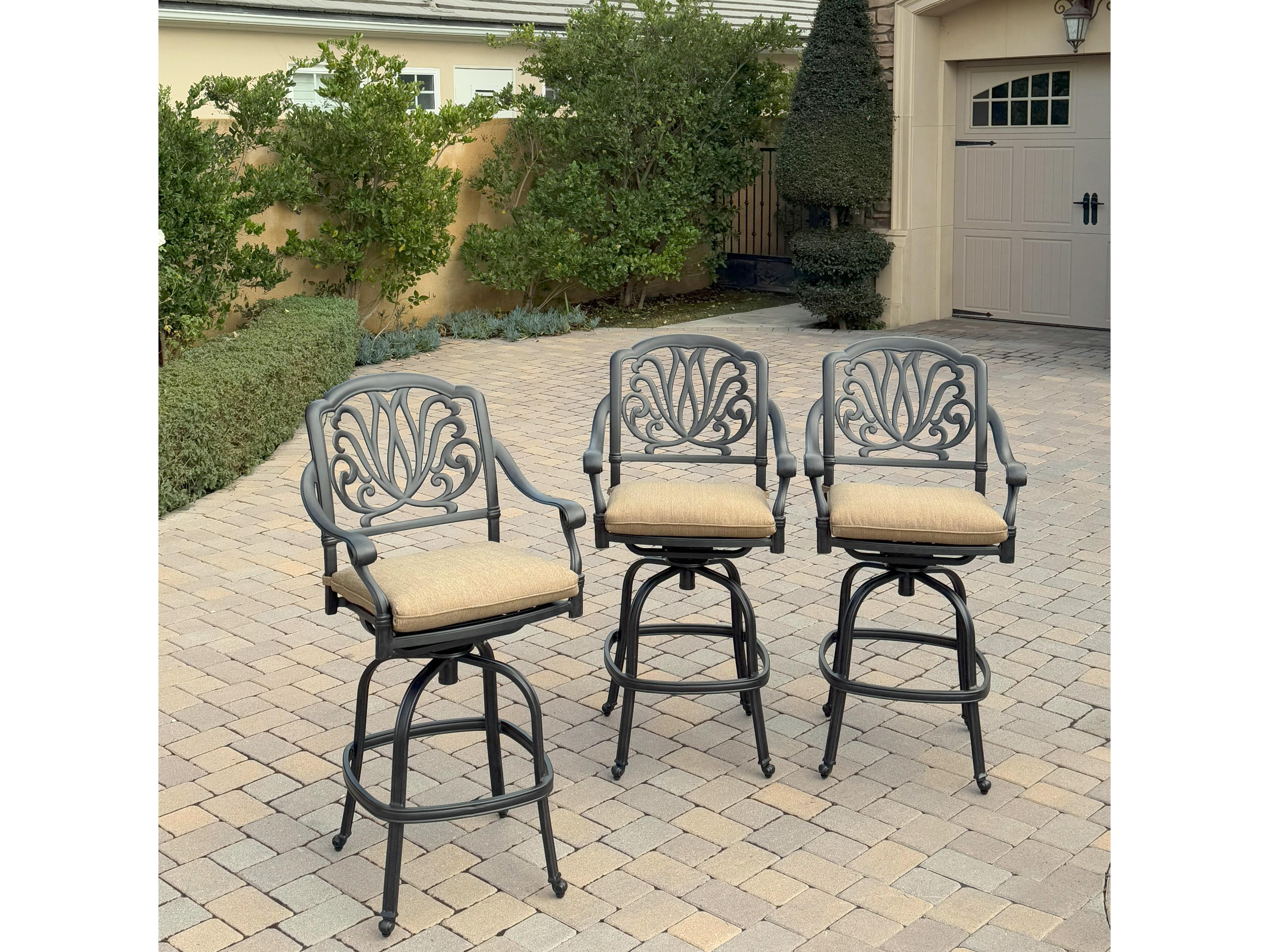 Darlee Outdoor Living Elisabeth Cast Aluminum Swivel Bar Stool ( set of 3 )