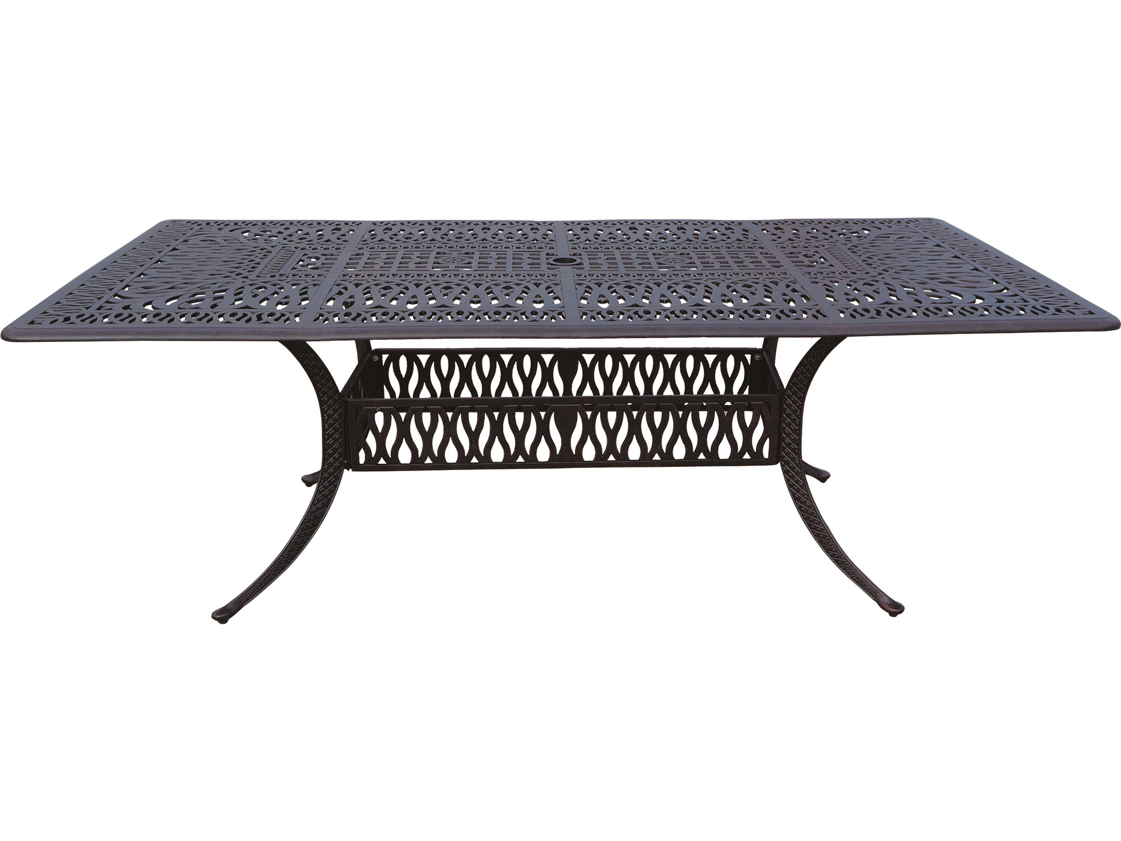 Darlee Outdoor Living Elisabeth Cast Aluminum Antique Bronze Rectangular Dining Table with Umbrella Hole