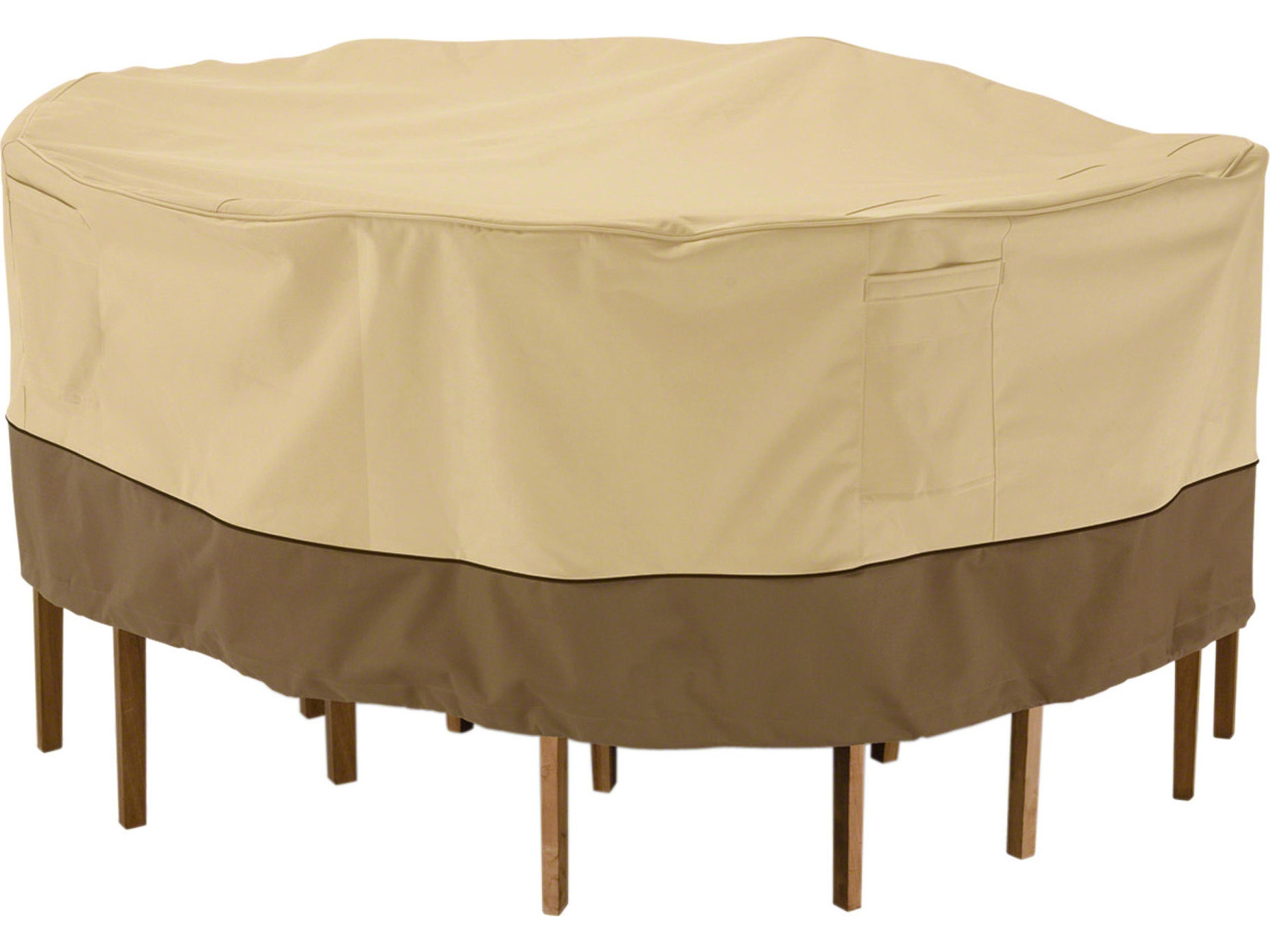 Duck Covers Veranda Pebble 82 Inch Medium/Large Round Table & Chair Set Cover