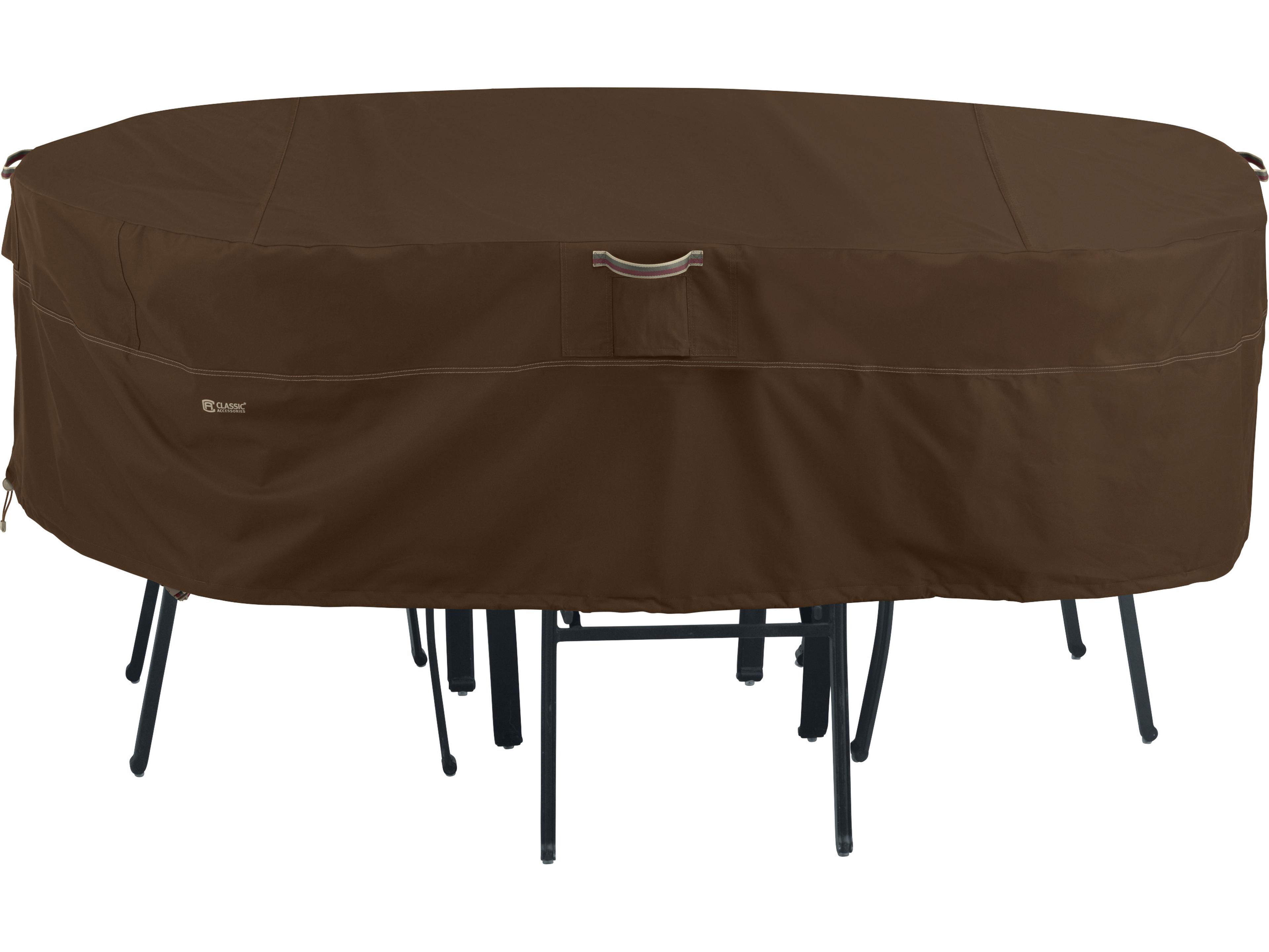 Duck Covers Madrona Dark Cocoa 108 Inch Rectangular/Oval Table & Chair Cover