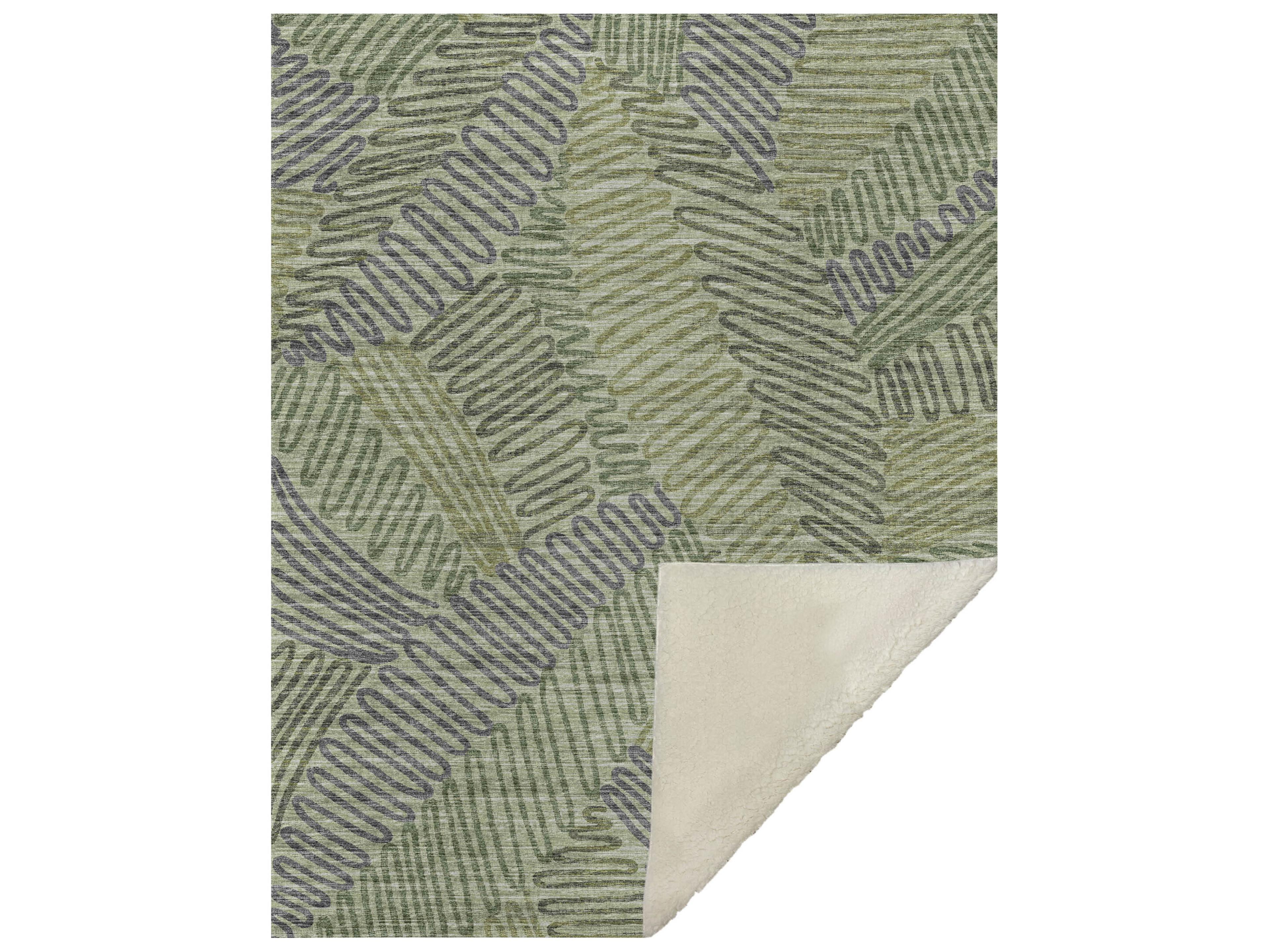 Dalyn Sherpa Green Polyester Throw
