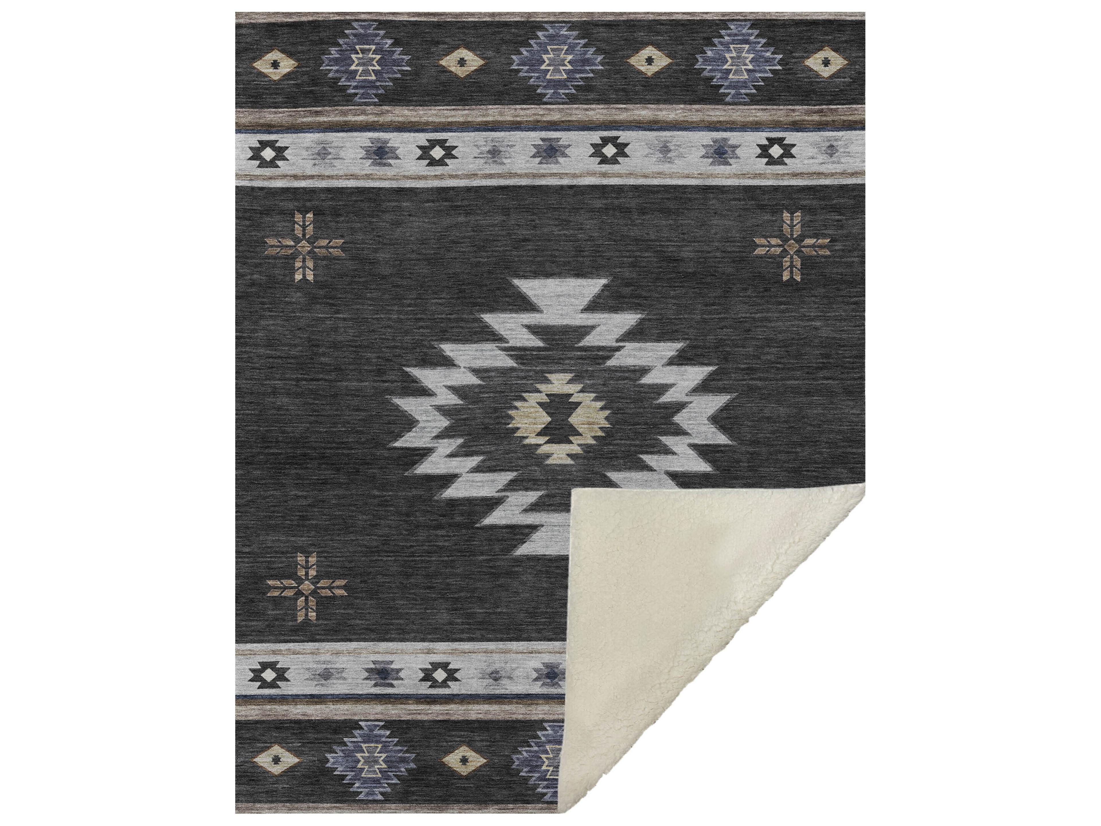 Dalyn Sherpa Black Polyester Throw