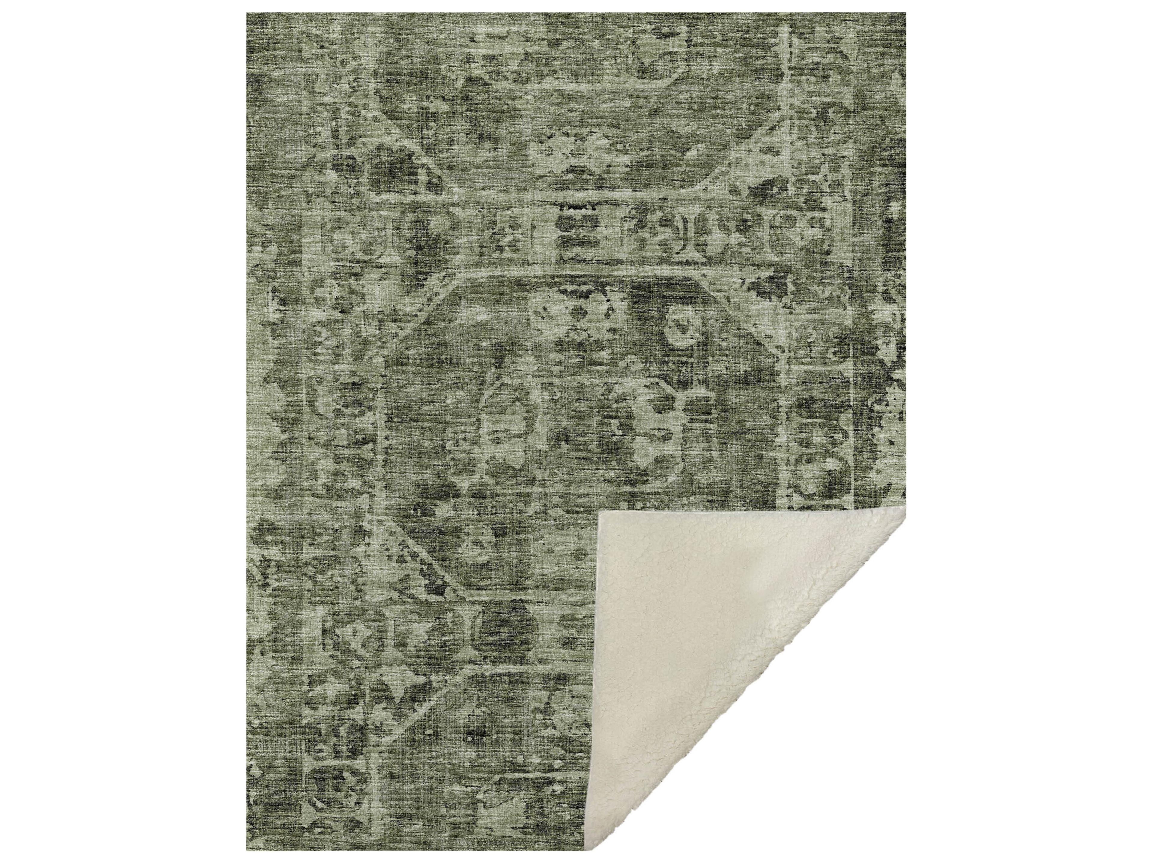 Dalyn Sherpa Green Polyester Throw