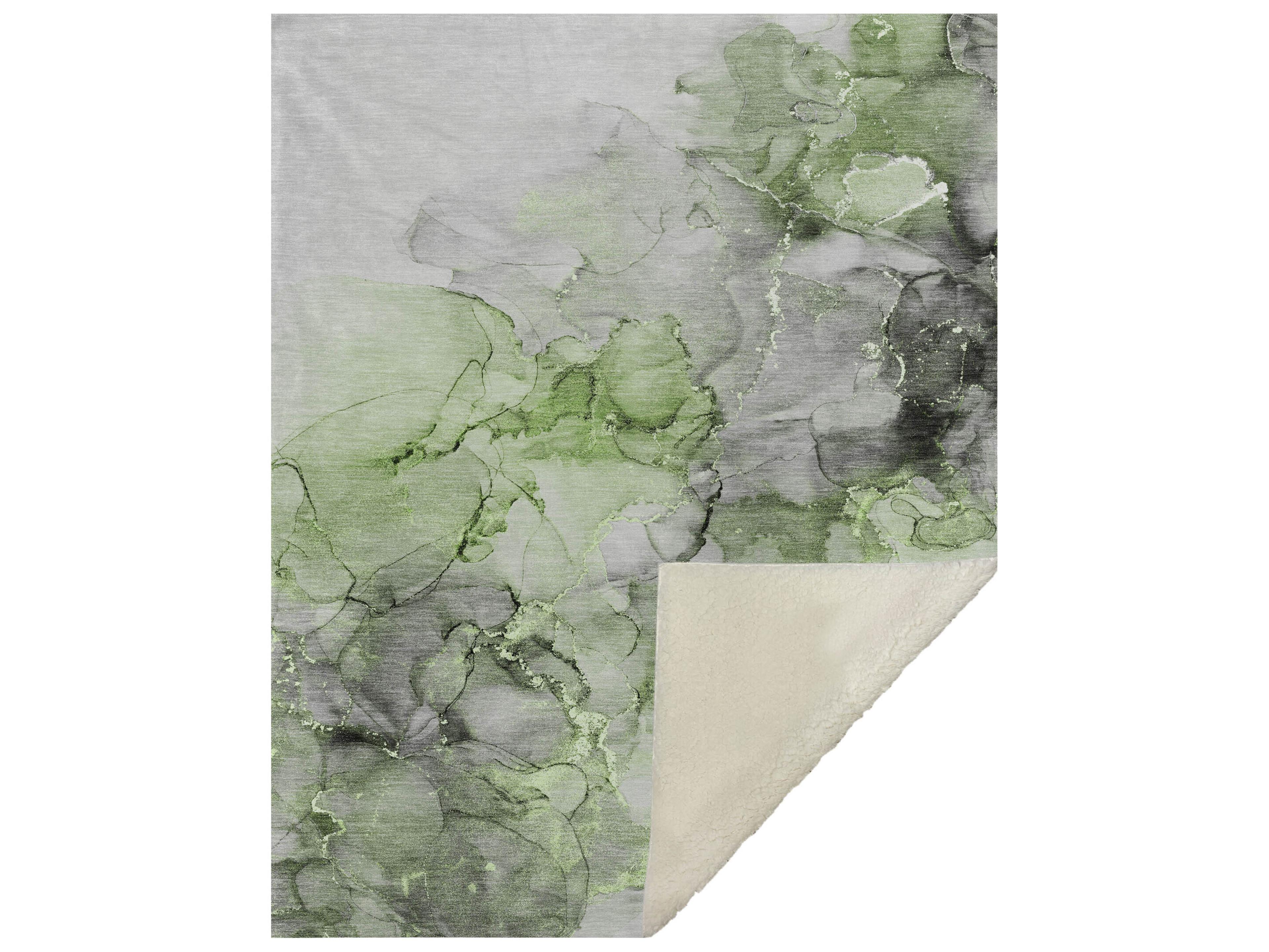 Dalyn Sherpa Green Polyester Throw