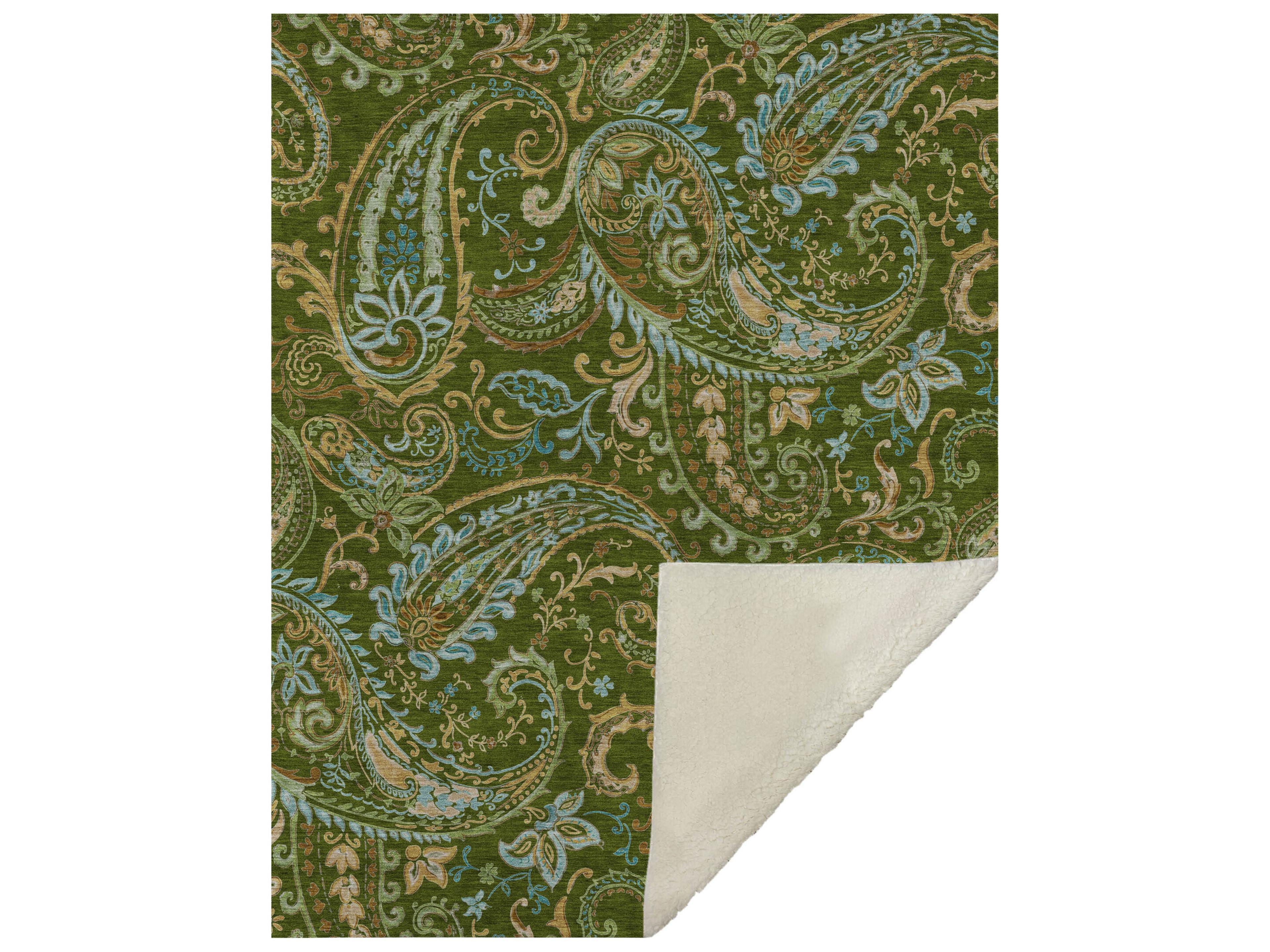 Dalyn Sherpa Green Polyester Throw