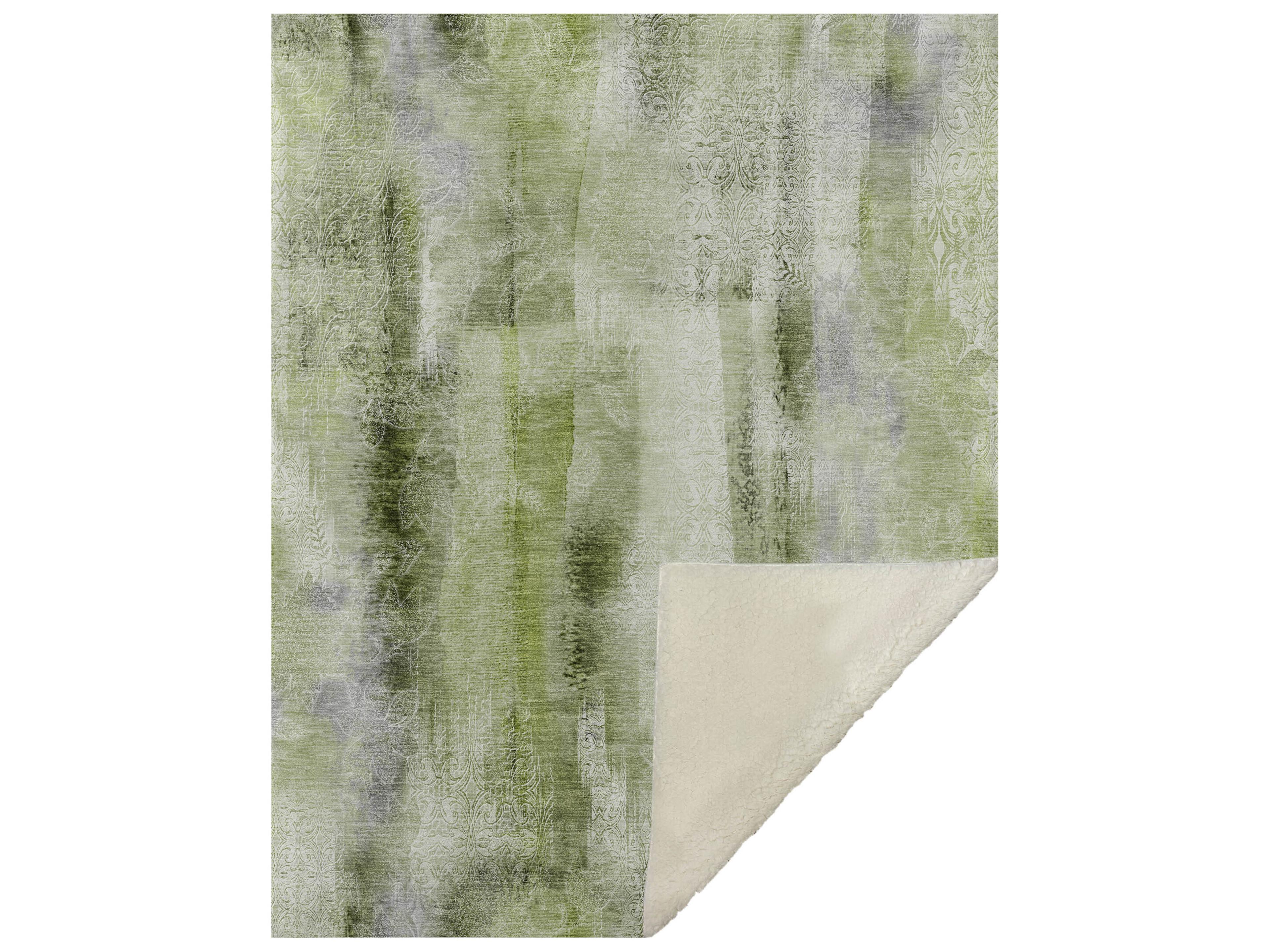 Dalyn Sherpa Green Polyester Throw