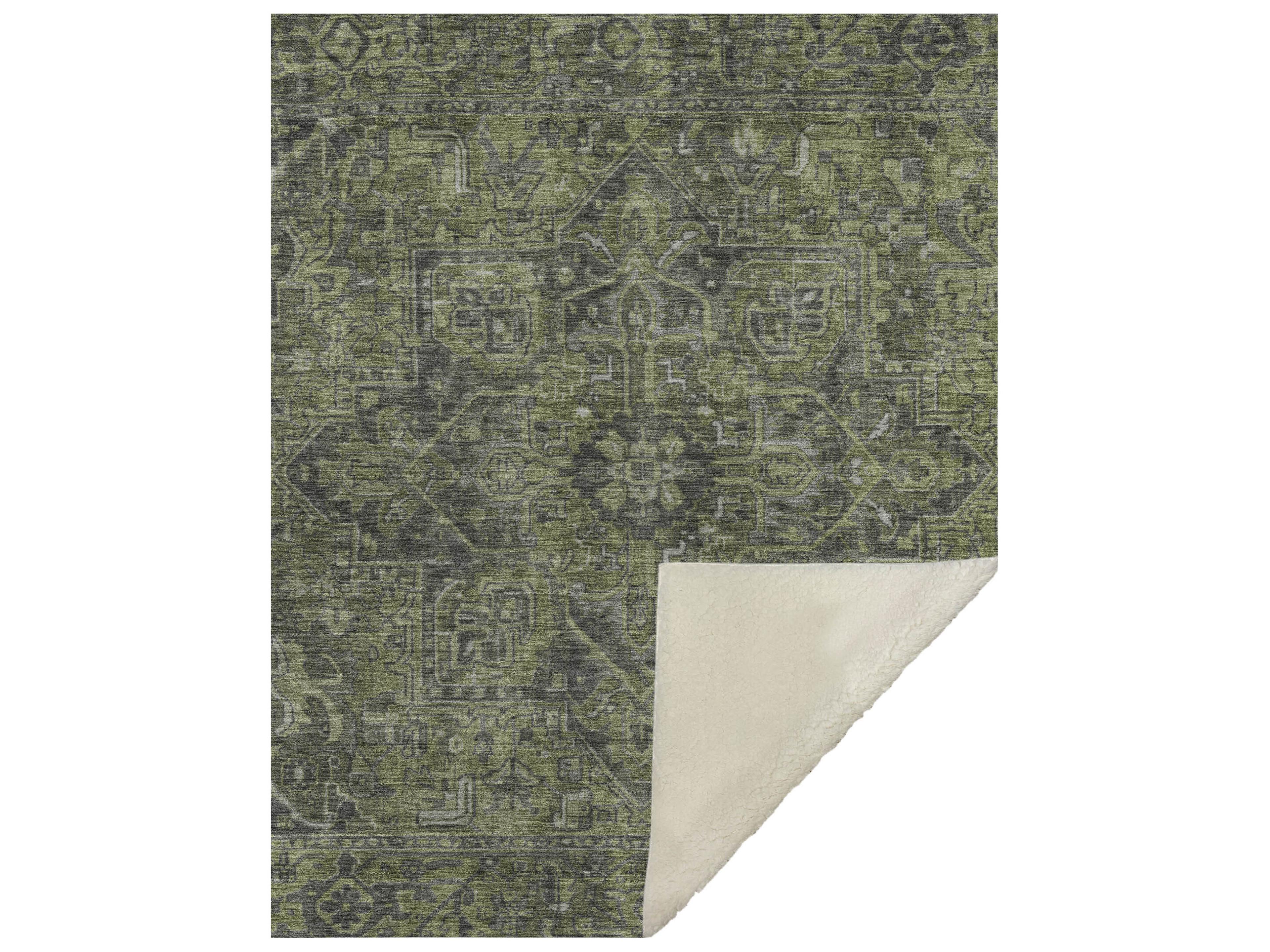 Dalyn Sherpa Green Polyester Throw
