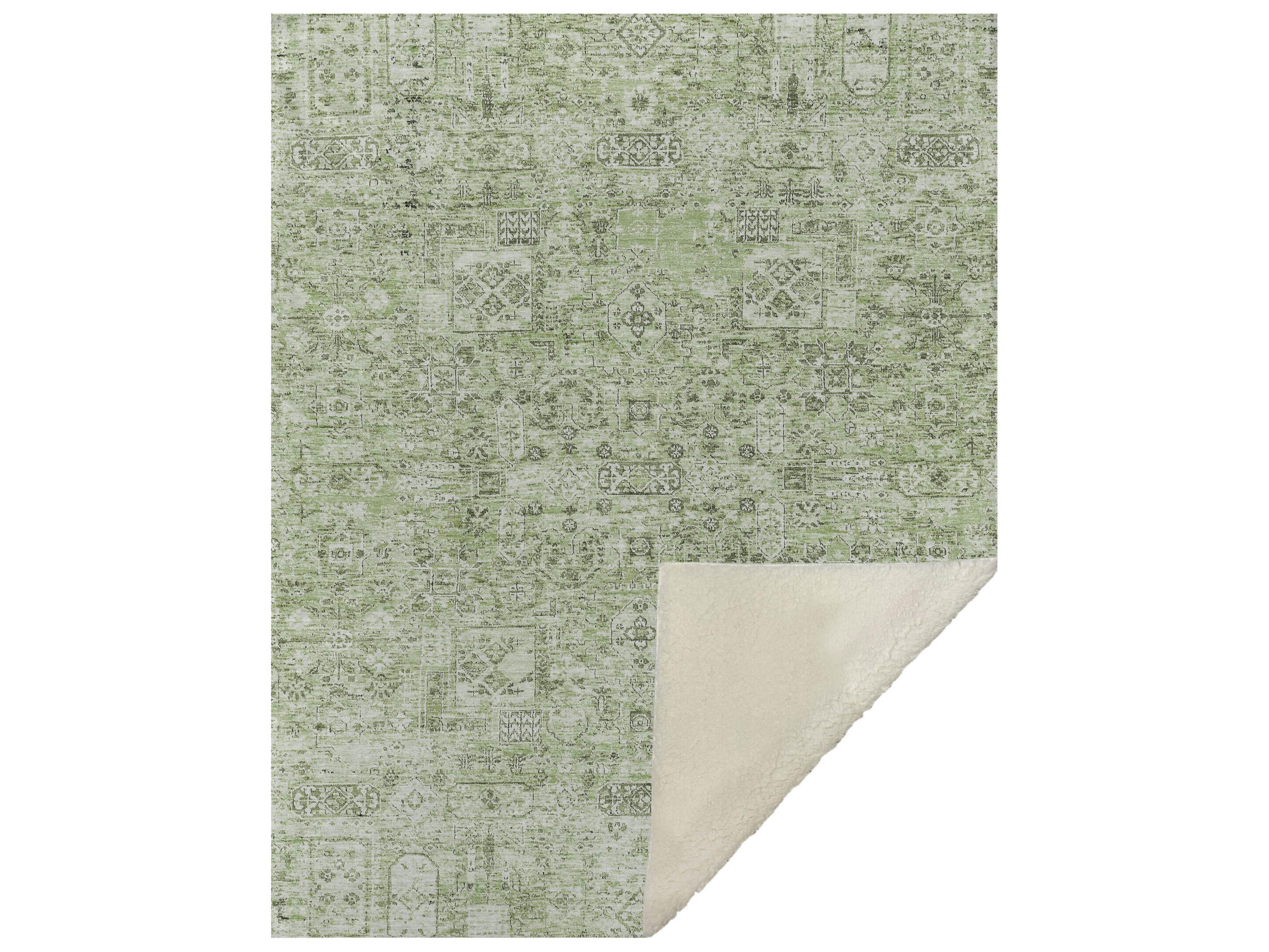 Dalyn Sherpa Green Polyester Throw