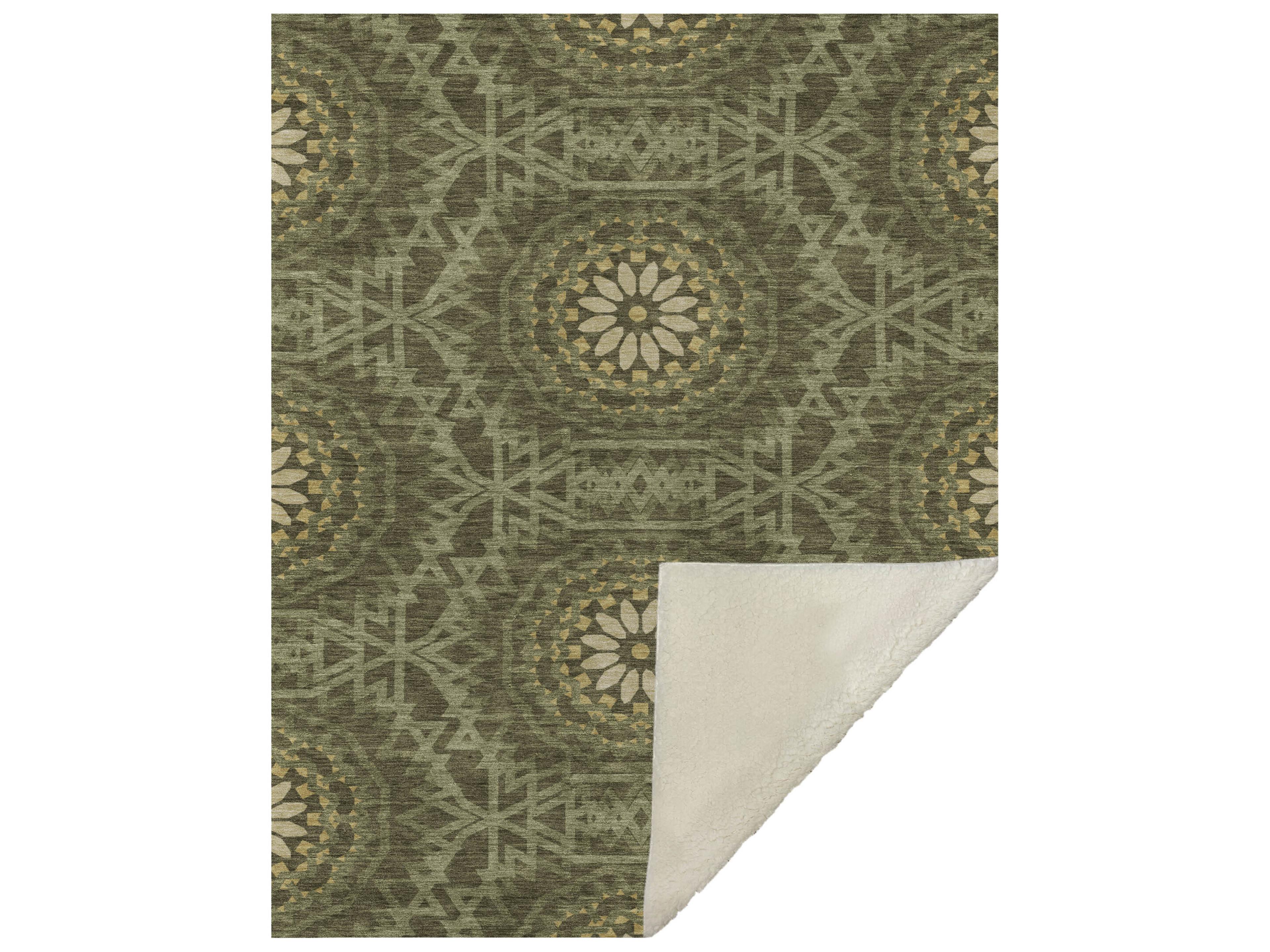 Dalyn Sherpa Green Polyester Throw