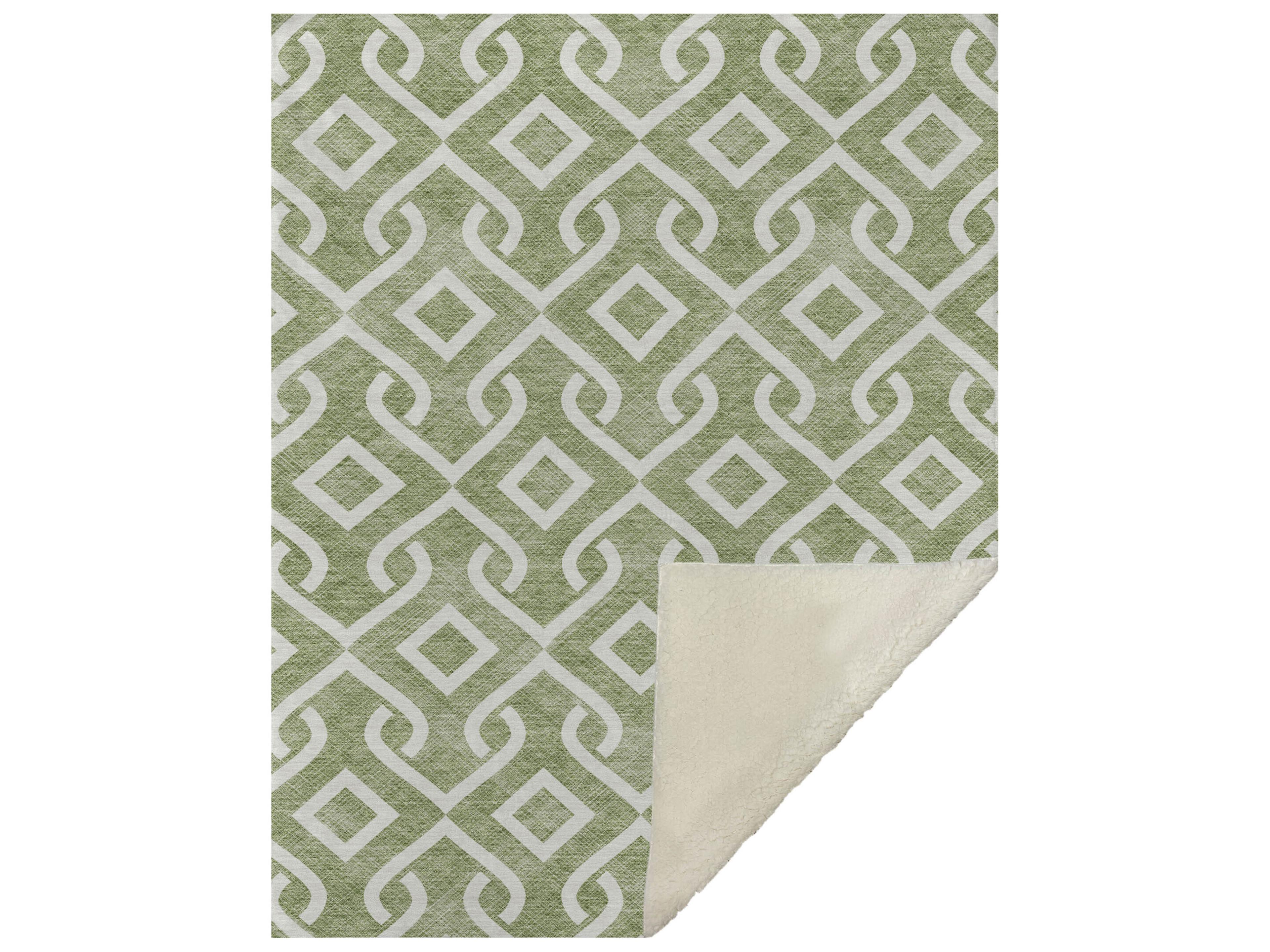 Dalyn Sherpa Green Polyester Throw