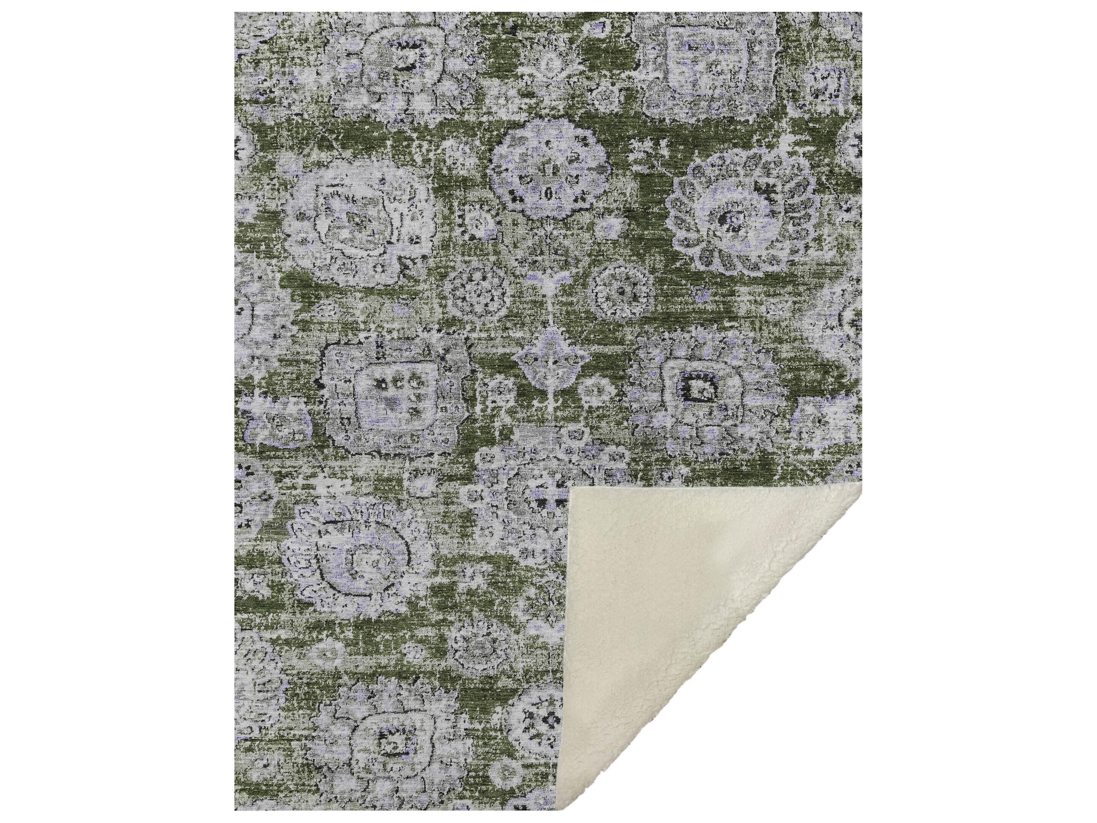 Dalyn Sherpa Green Polyester Throw