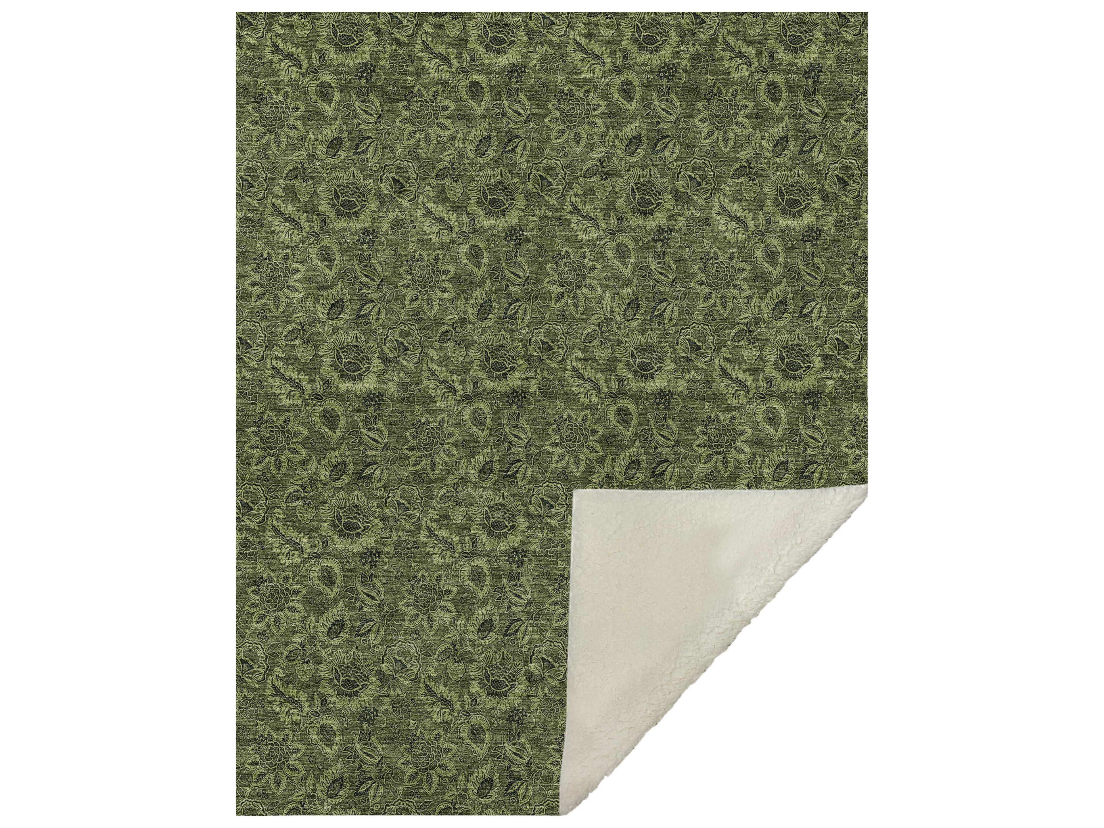 Dalyn Sherpa Green Polyester Throw