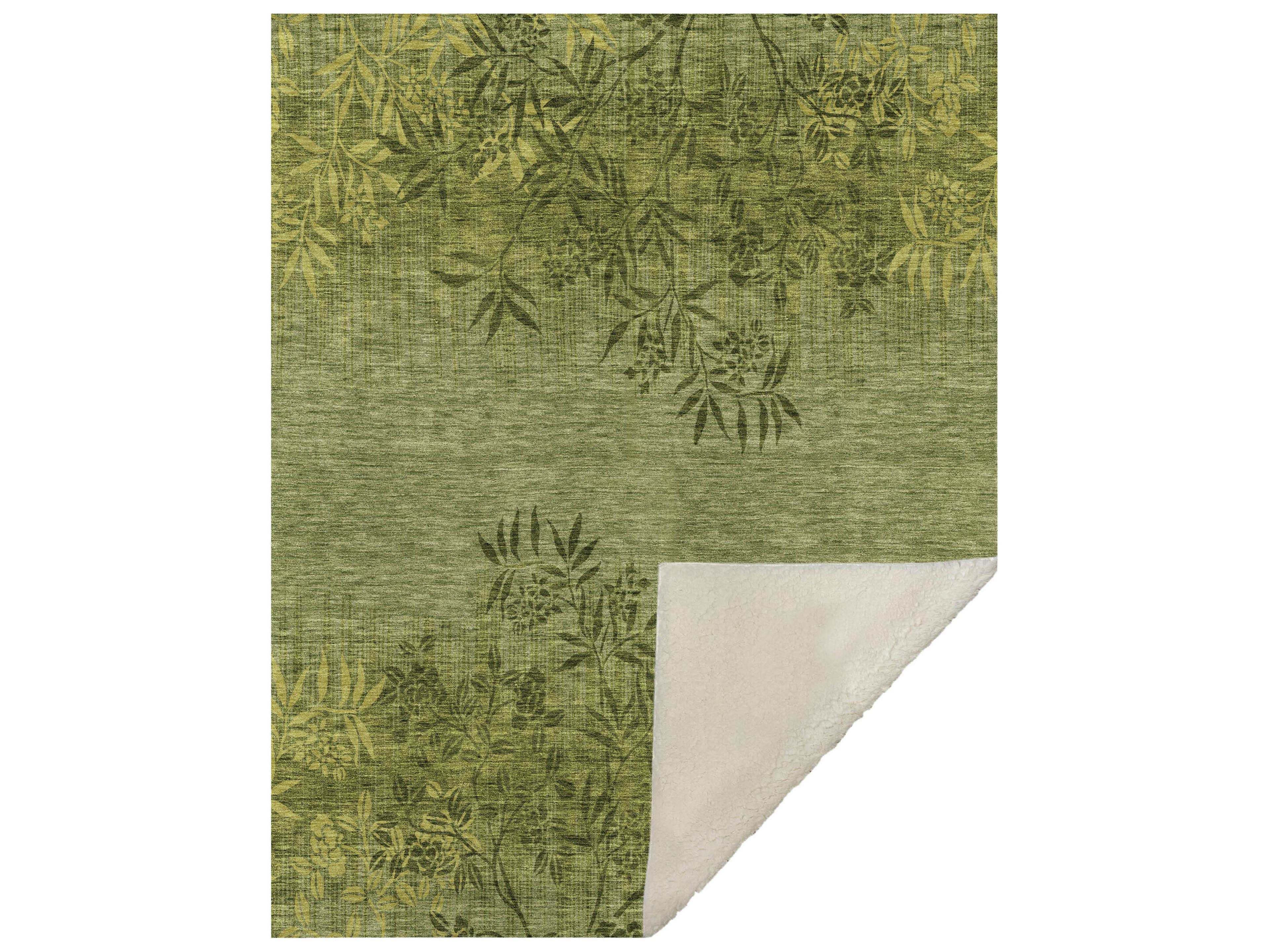 Dalyn Sherpa Green Polyester Throw