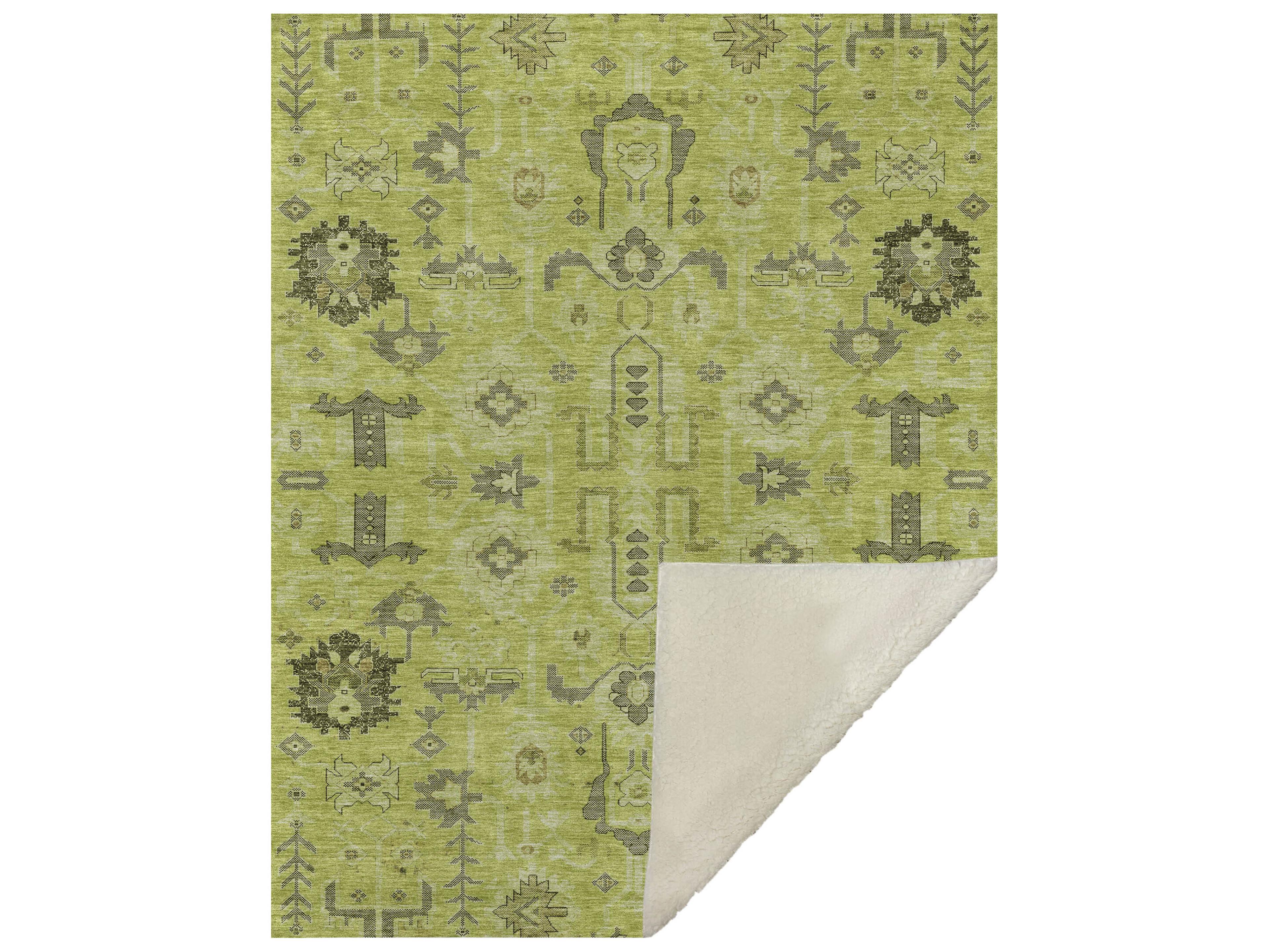 Dalyn Sherpa Green Polyester Throw