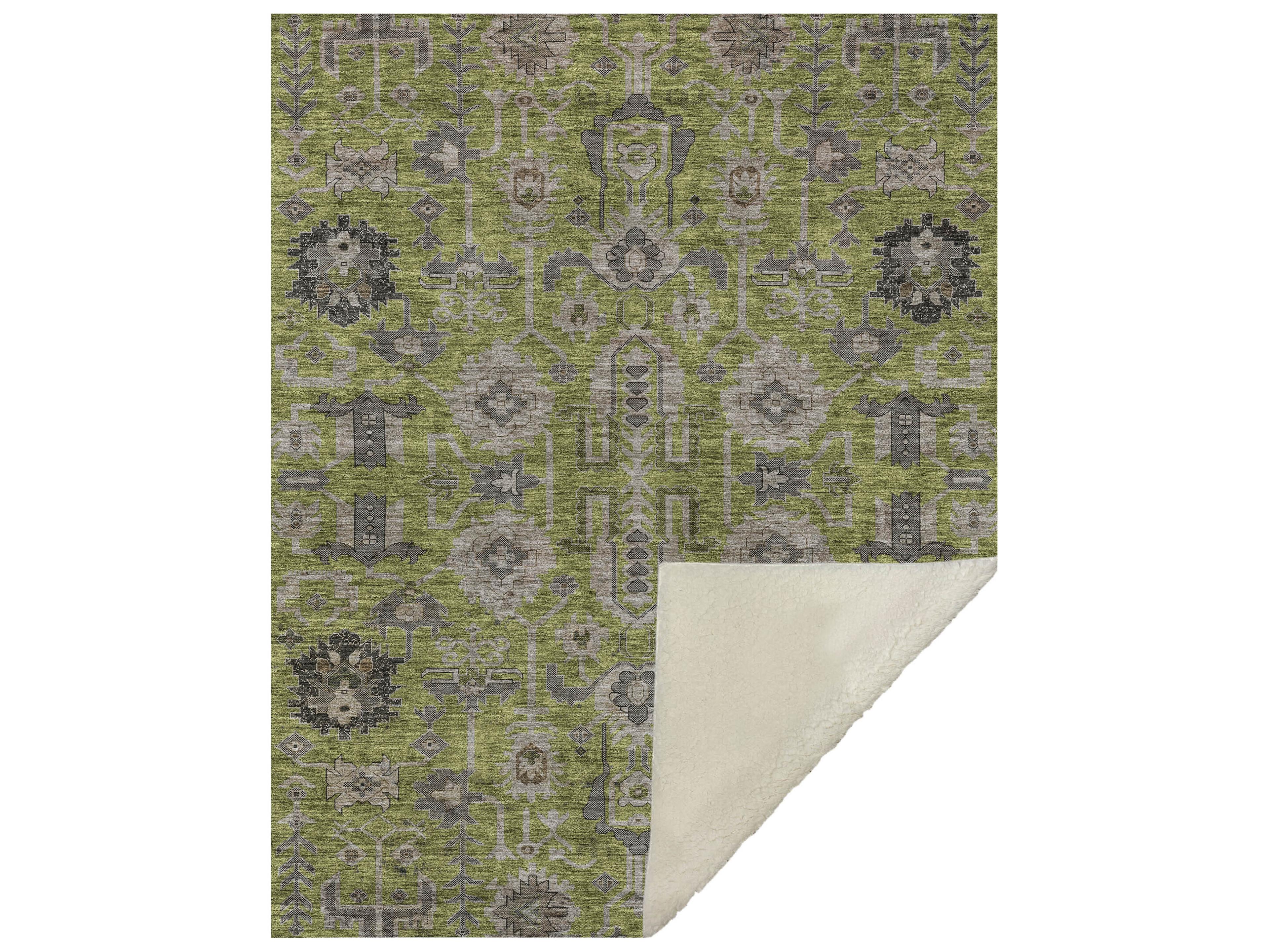 Dalyn Sherpa Green Polyester Throw