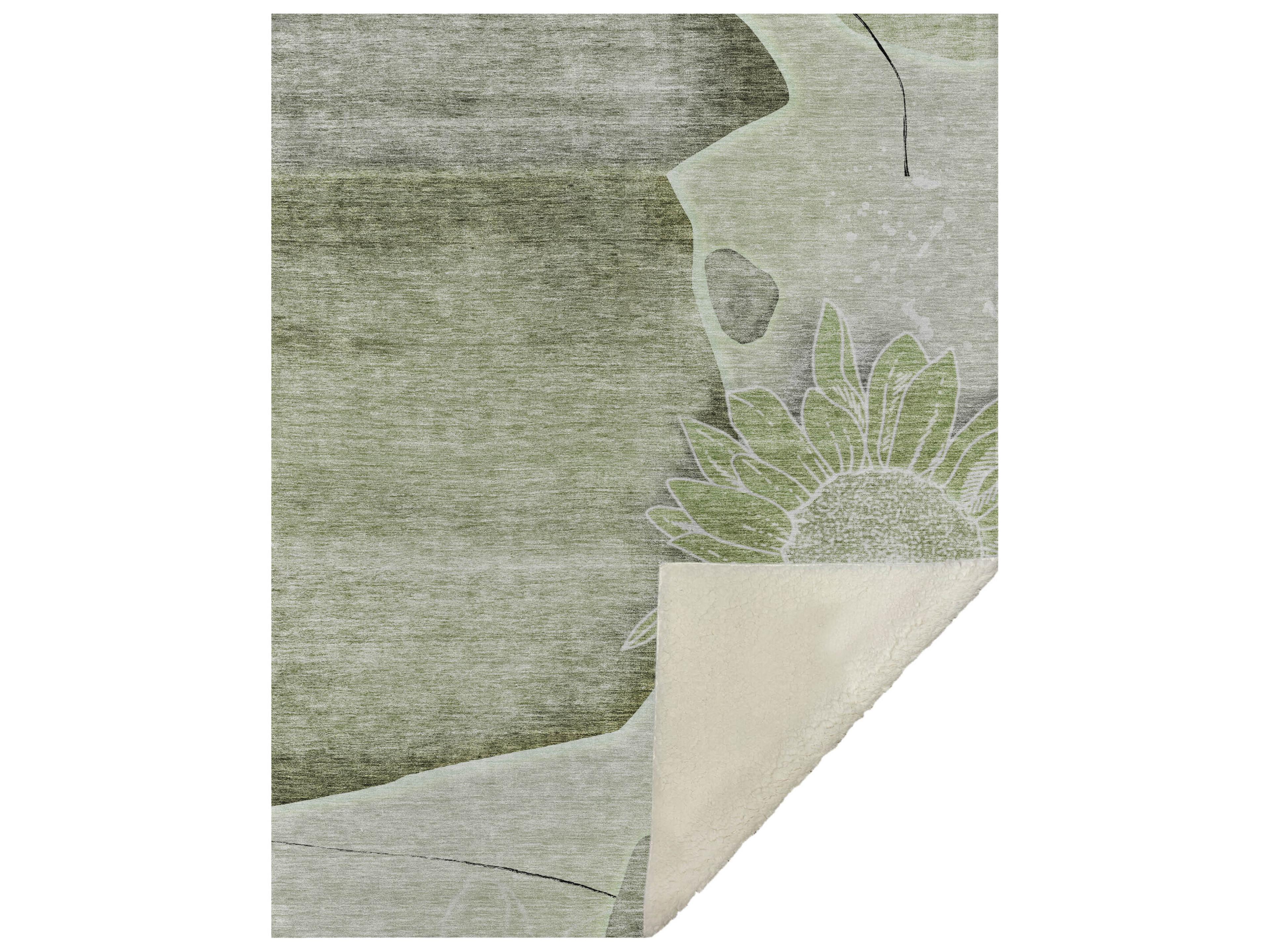 Dalyn Sherpa Green Polyester Throw